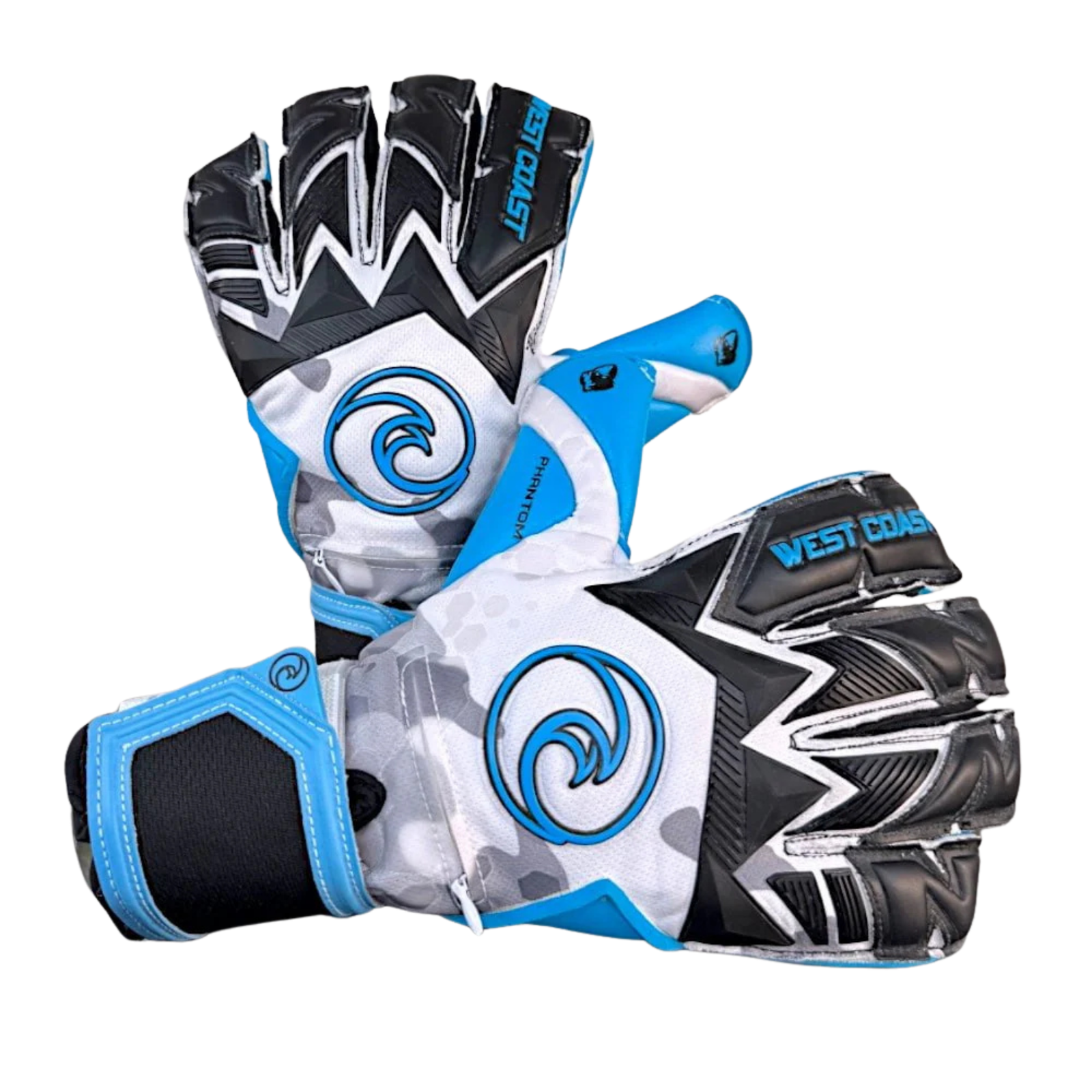 West Coast Phantom Cascade Goalkeeper Gloves (Black/Blue/White)