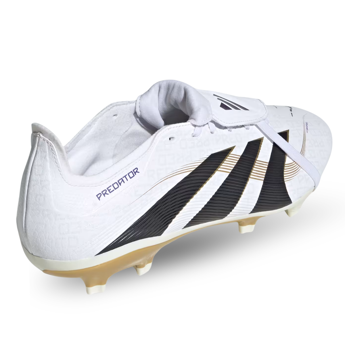adidas Predator League FT Fold Tongue FG/MG Soccer Cleats (White/Black/Gold Metallic)