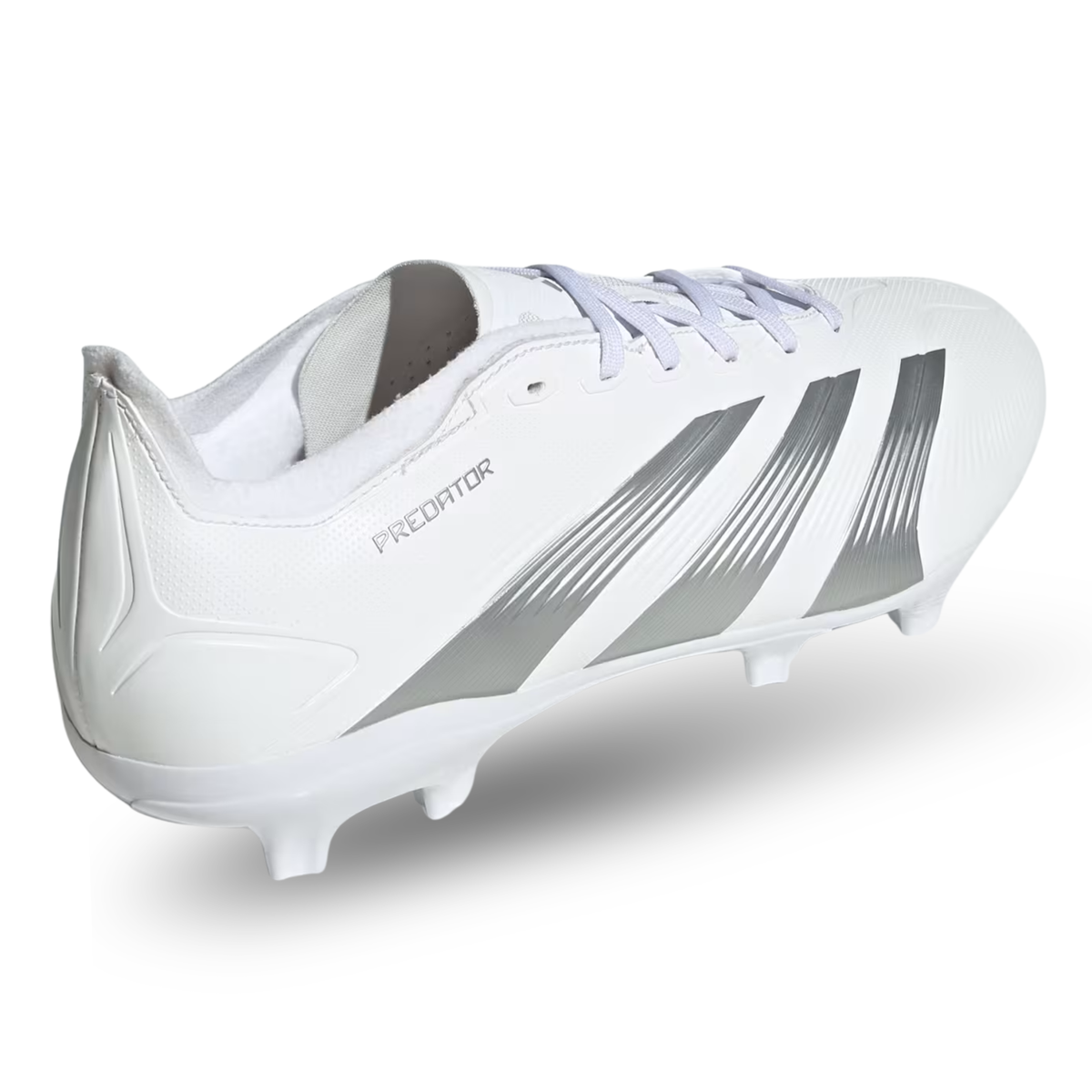 adidas Predator League Firm Ground Soccer Cleats (White/Silver Metallic)