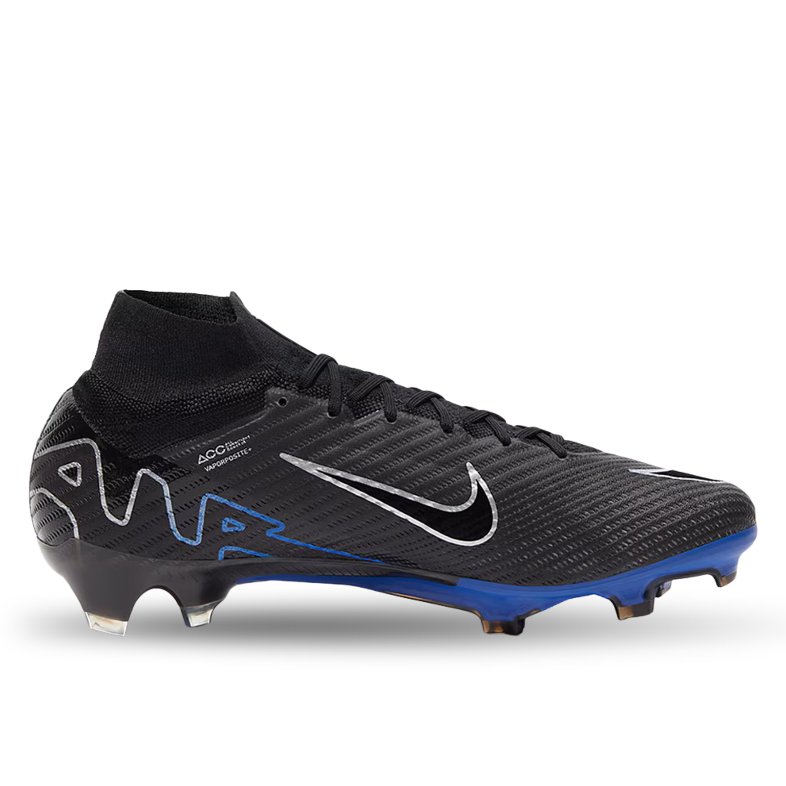 Nike Zoom Mercurial Superfly 9 Elite Firm Ground Firm Ground Soccer Cleat (Black/Chrome/Hyper Royal)