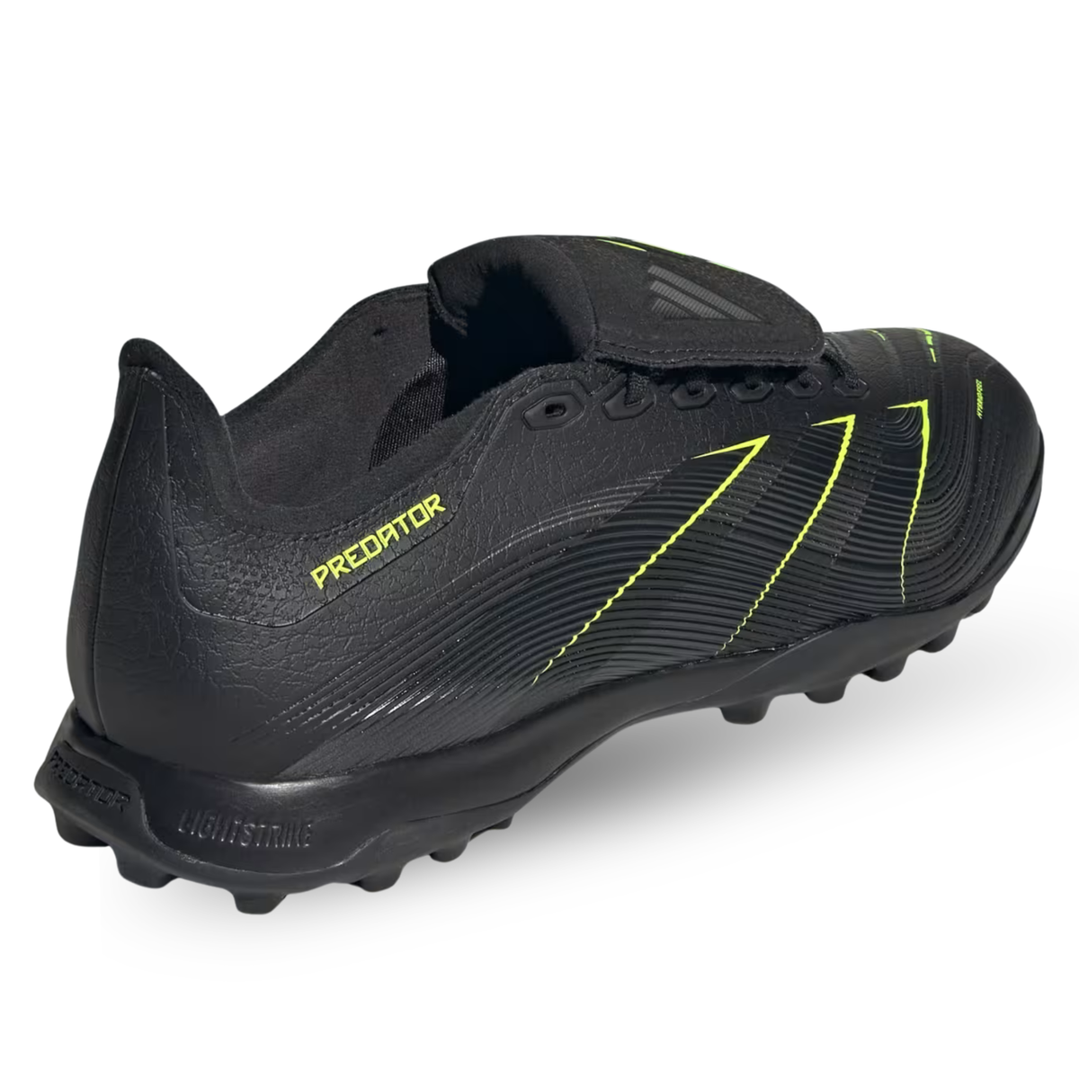 adidas Predator League Turf Firm Ground Soccer Cleats (Black/Iron Metallic/Lucid Lemon)