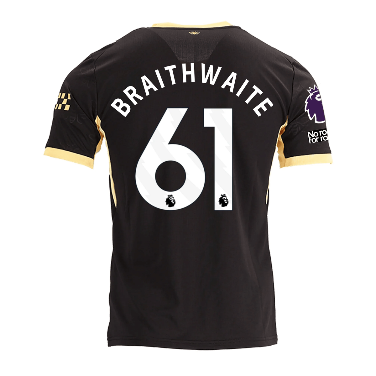 Puma Mens Manchester City Kaden Braithwaite Away Jersey w/ EPL + No Room For Racism Patches 26/27 (Black/Yellow)