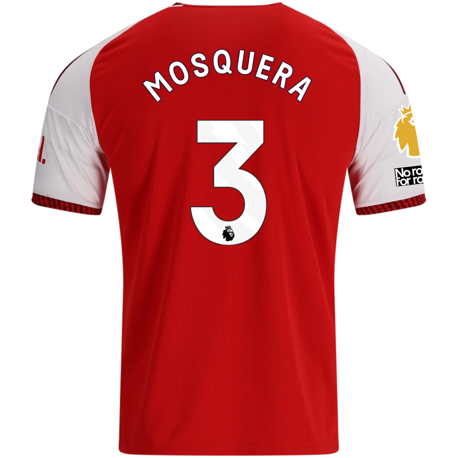 adidas Mens Arsenal Cristhian Mosquera Home Jersey w/ EPL + No Room For Racism Patches 26/27 (Red)