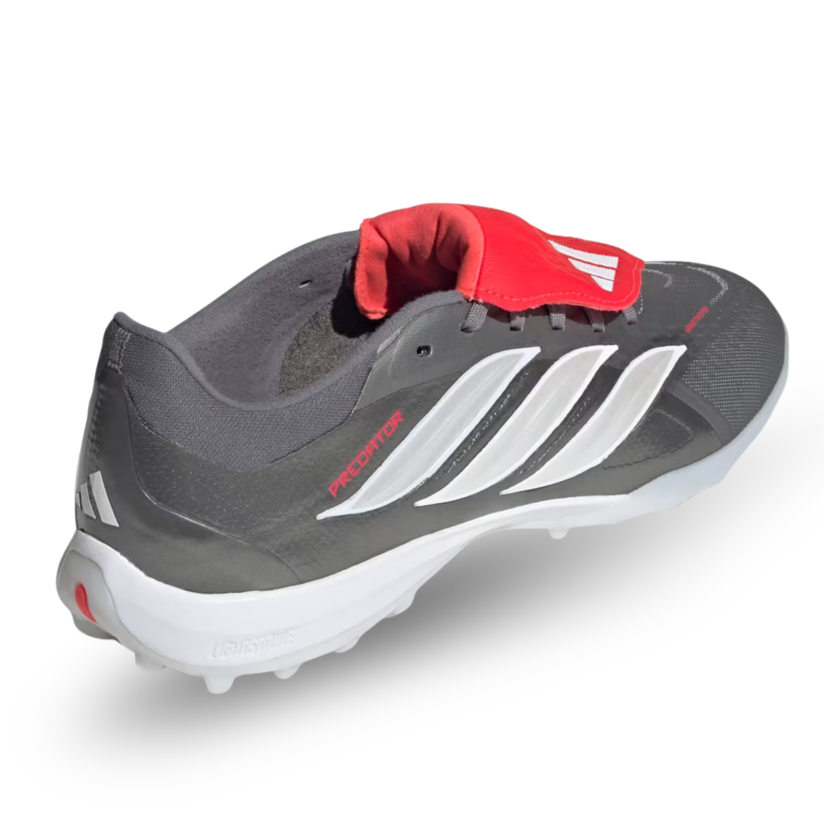 adidas Predator Pro Fold Tongue Turf FT TF Soccer Shoes (Iron Metallic/Zero Metallic/Lucid Red)