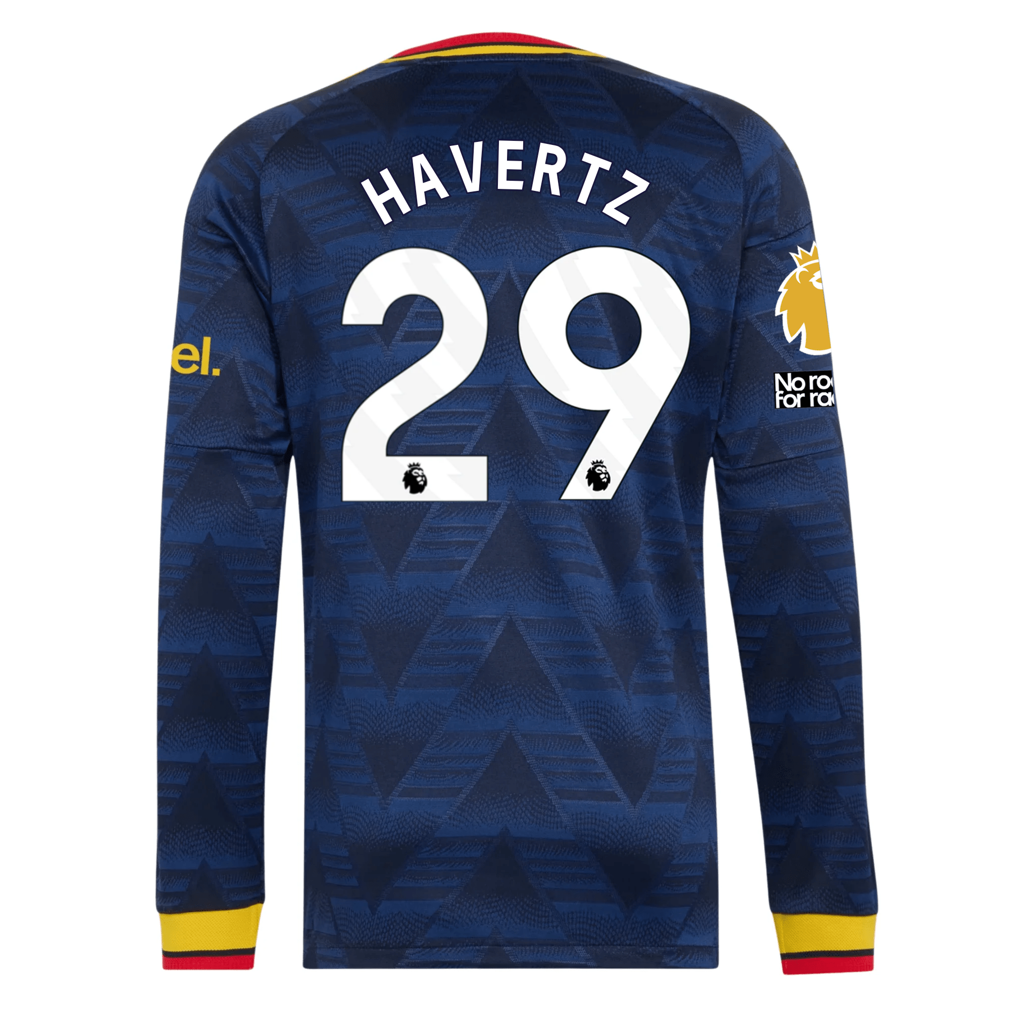 adidas Mens Arsenal Kai Havertz Long Sleeve Authentic Away Jersey w/ EPL + No Room For Racism Patches 26/27 (Navy)