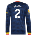 adidas Mens Arsenal William Saliba Long Sleeve Authentic Away Jersey w/ EPL + No Room For Racism Patches 26/27 (Navy)