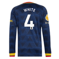 adidas Mens Arsenal Ben White Long Sleeve Authentic Away Jersey w/ EPL + No Room For Racism Patches 26/27 (Navy)