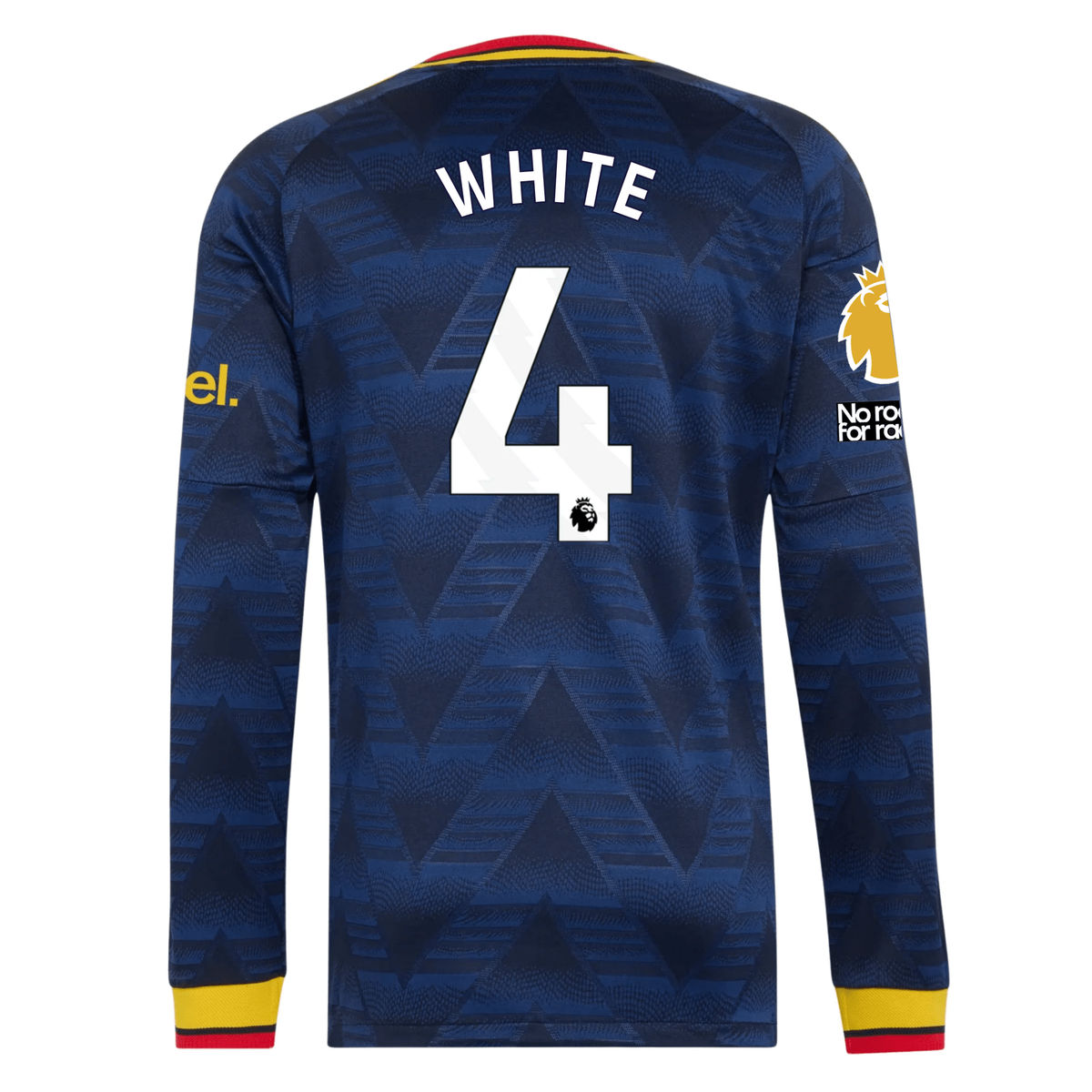 adidas Mens Arsenal Ben White Long Sleeve Authentic Away Jersey w/ EPL + No Room For Racism Patches 26/27 (Navy)