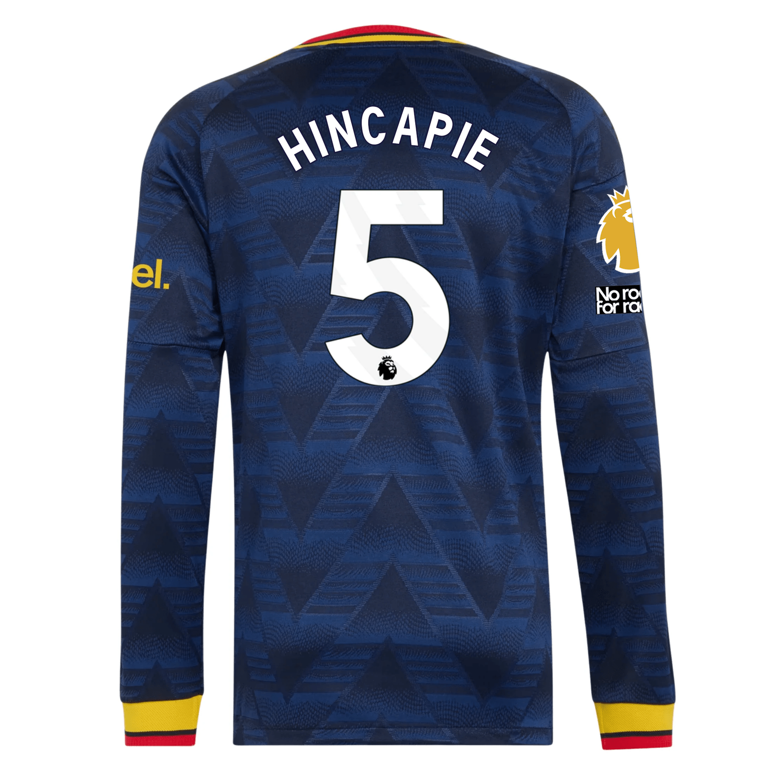 adidas Mens Arsenal Piero Hincapie Long Sleeve Authentic Away Jersey w/ EPL + No Room For Racism Patches 26/27 (Navy)