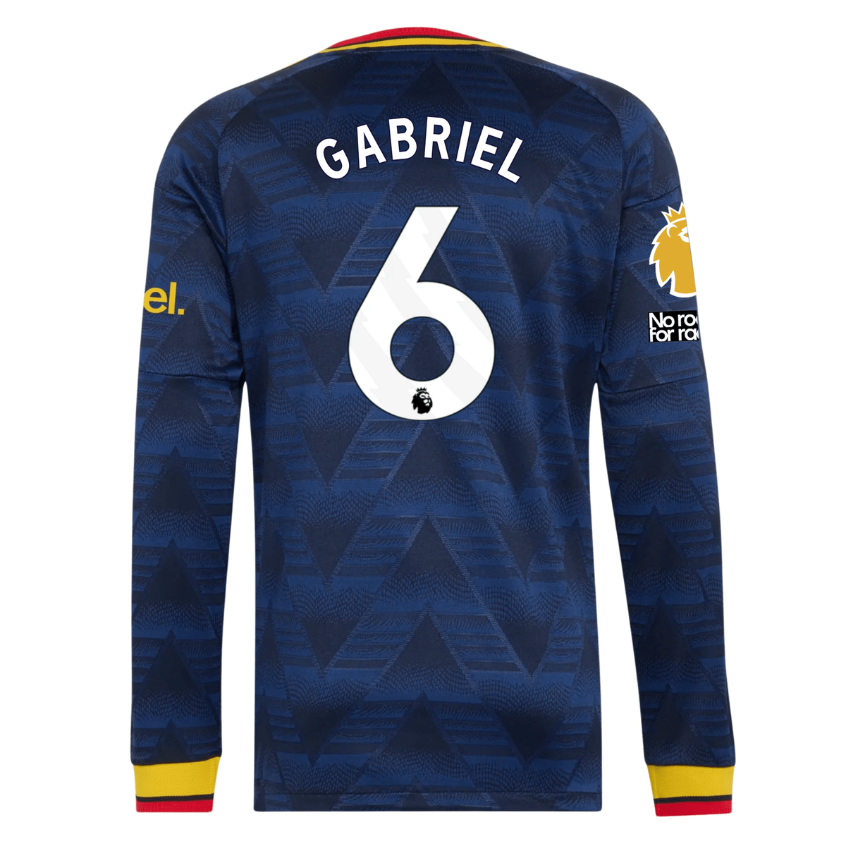 adidas Mens Arsenal Gabriel Magalhaes Long Sleeve Authentic Away Jersey w/ EPL + No Room For Racism Patches 26/27 (Navy)