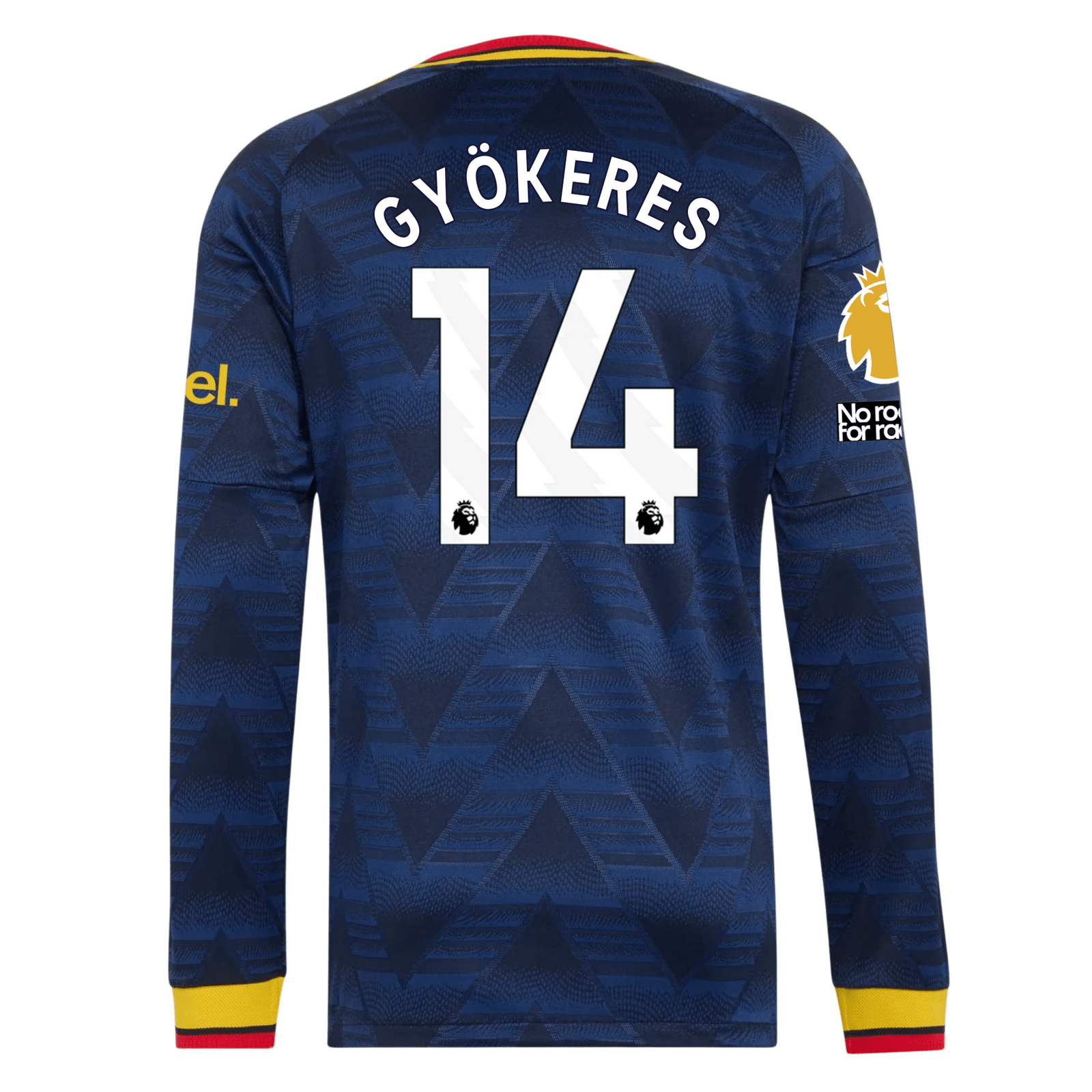 adidas Mens Arsenal Viktor Gyökeres Long Sleeve Authentic Away Jersey w/ EPL + No Room For Racism Patches 26/27 (Navy)