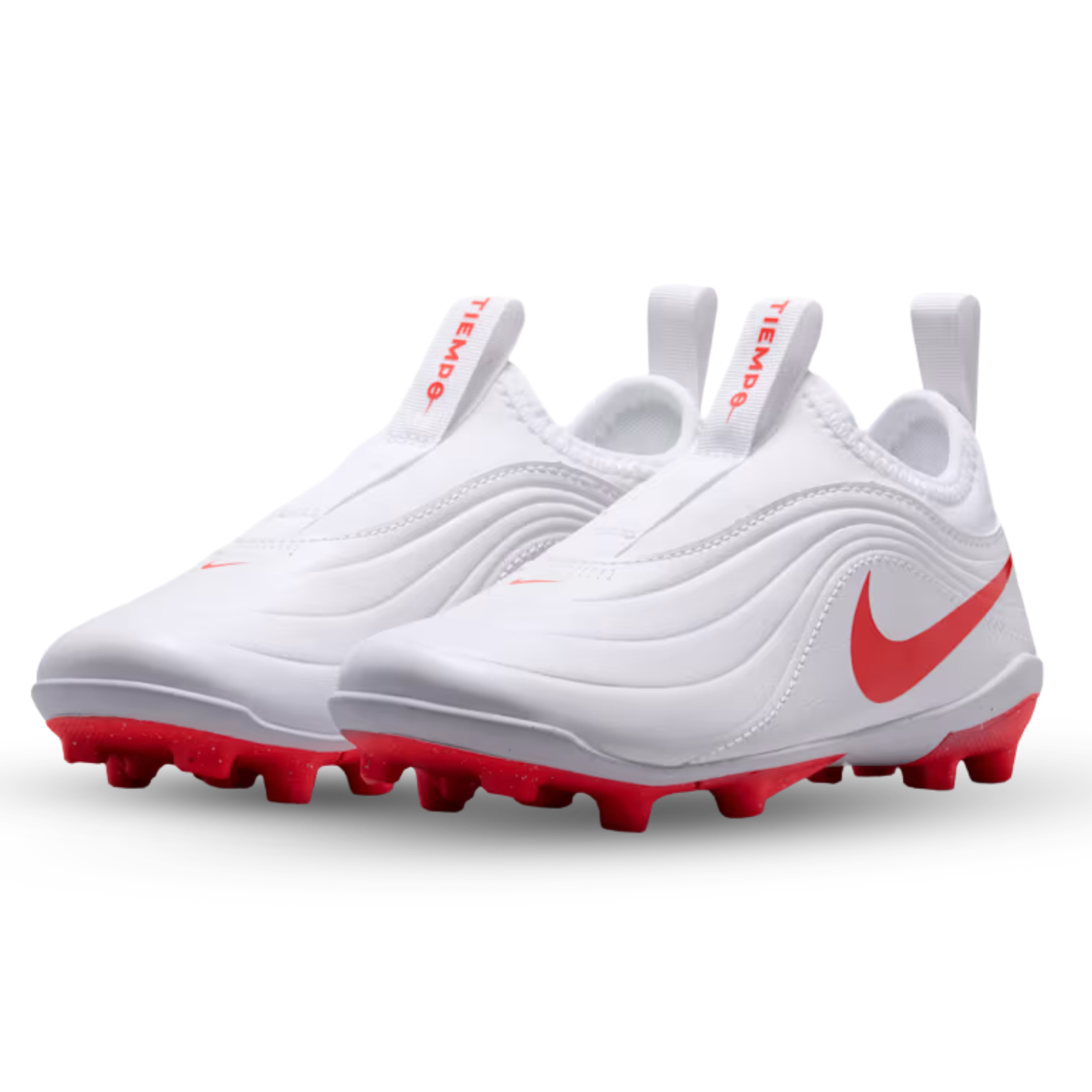 Nike Jr. Tiempo Maestro Flex FG/MG PS Soccer Cleats (White/Blur-Bright Crimson)