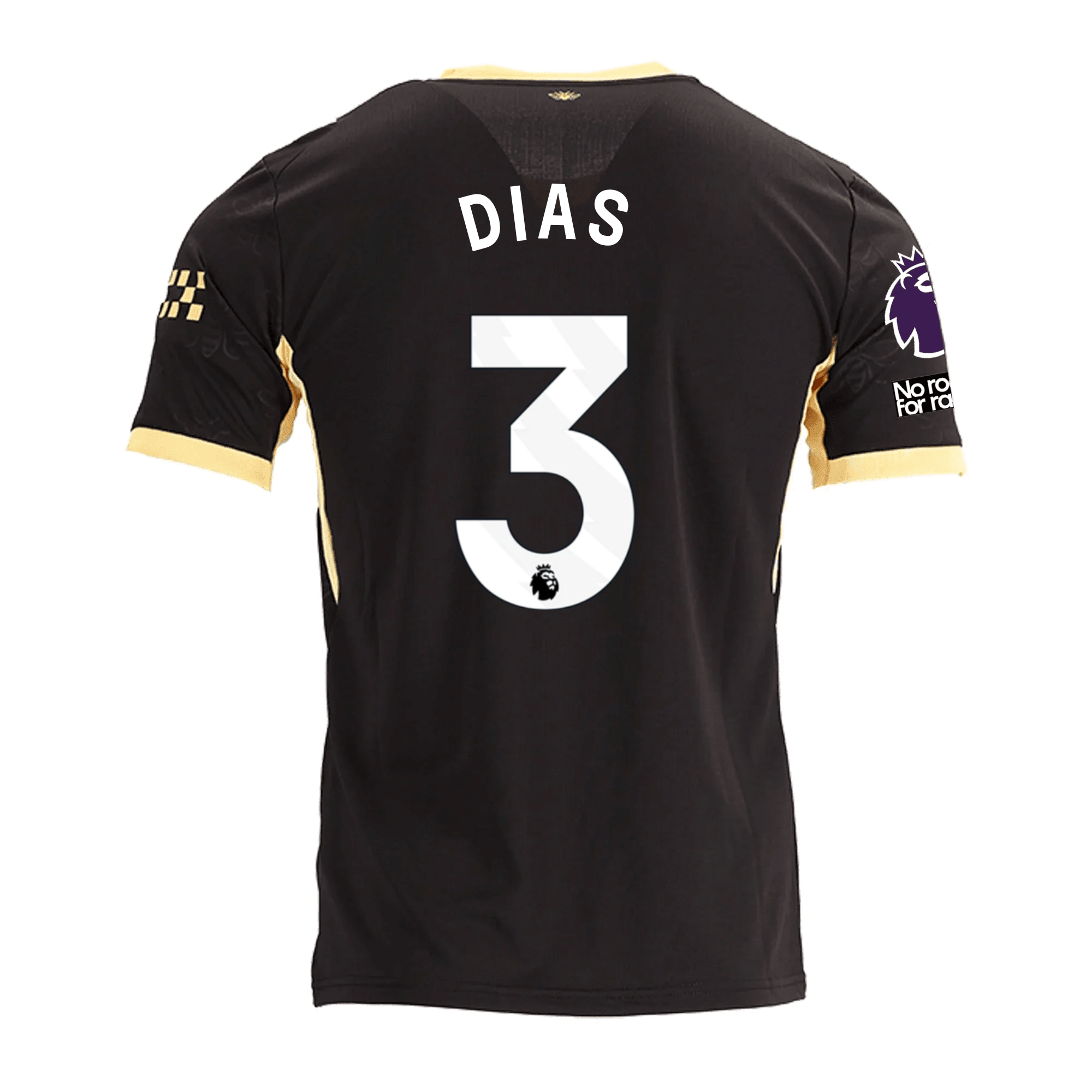 Puma Mens Manchester City Rúben Dias Away Jersey w/ EPL + No Room For Racism Patches 26/27 (Black/Yellow)