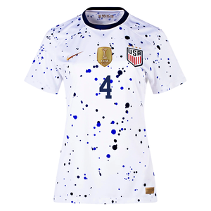 Nike Womens United States Becky Sauerbrunn 4 Star Home Jersey 23/24 w/ 2019 World Cup Champion Patch (White/Loyal Blue)