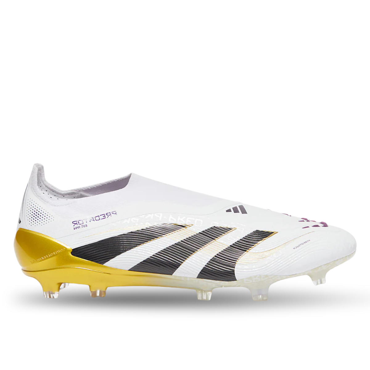 adidas Predator Elite Laceless Firm Ground Soccer Cleats (White/Black/Gold Metallic)