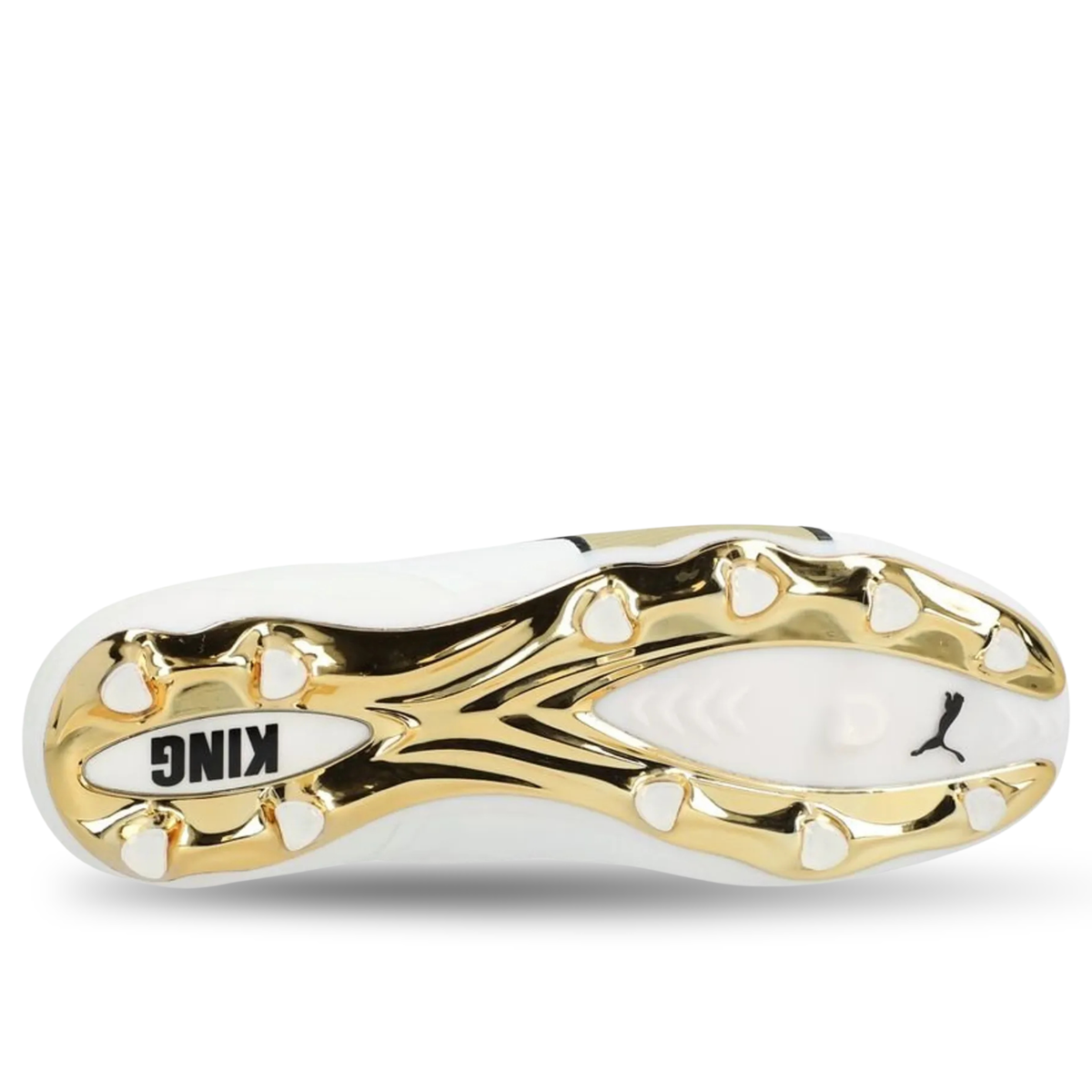 PUMA King 20 Ultimate FG/AG Soccer Cleats  (White/Metallic Gold/Black)