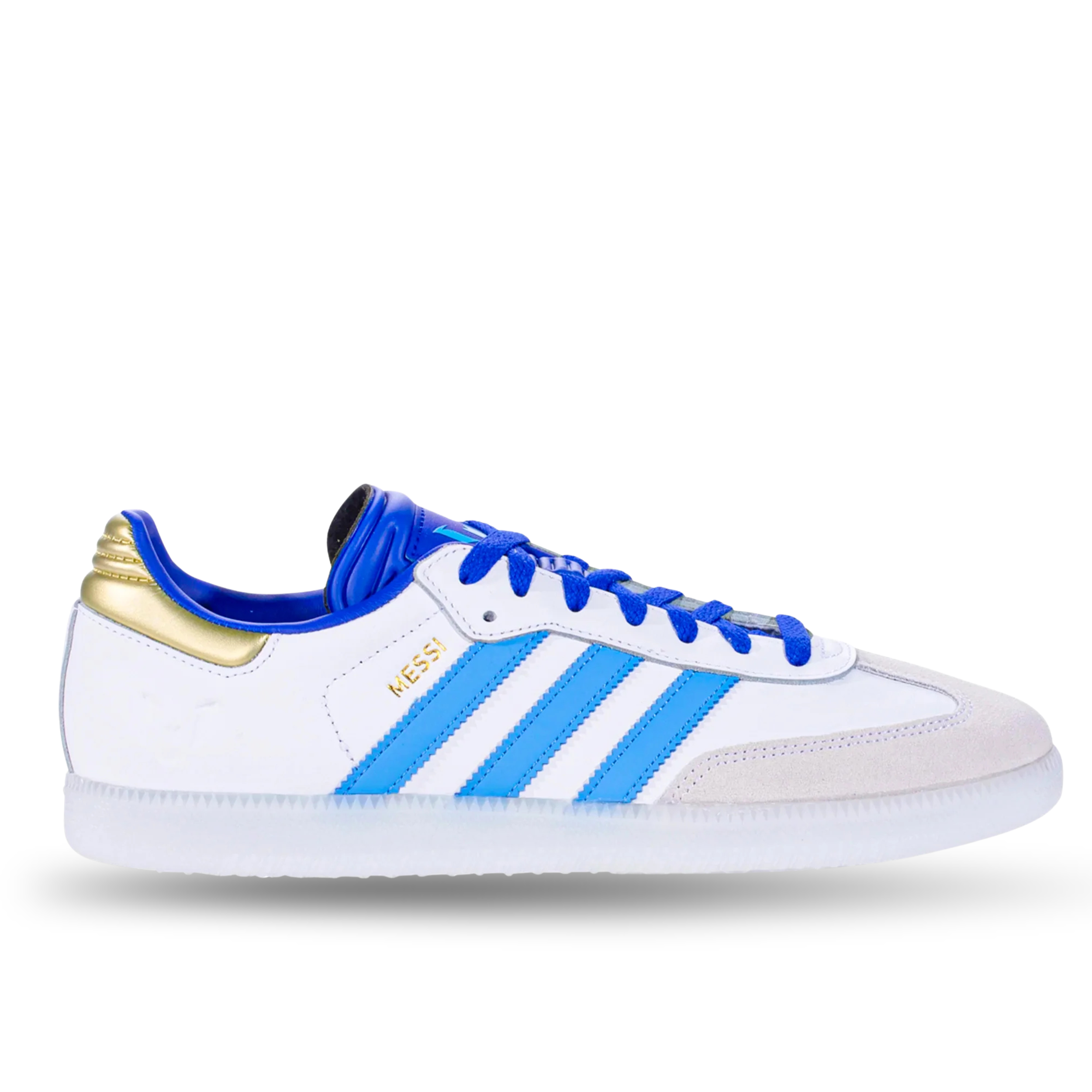 adidas Samba Messi Soccer Shoes (White/Gold/Sky Blue)