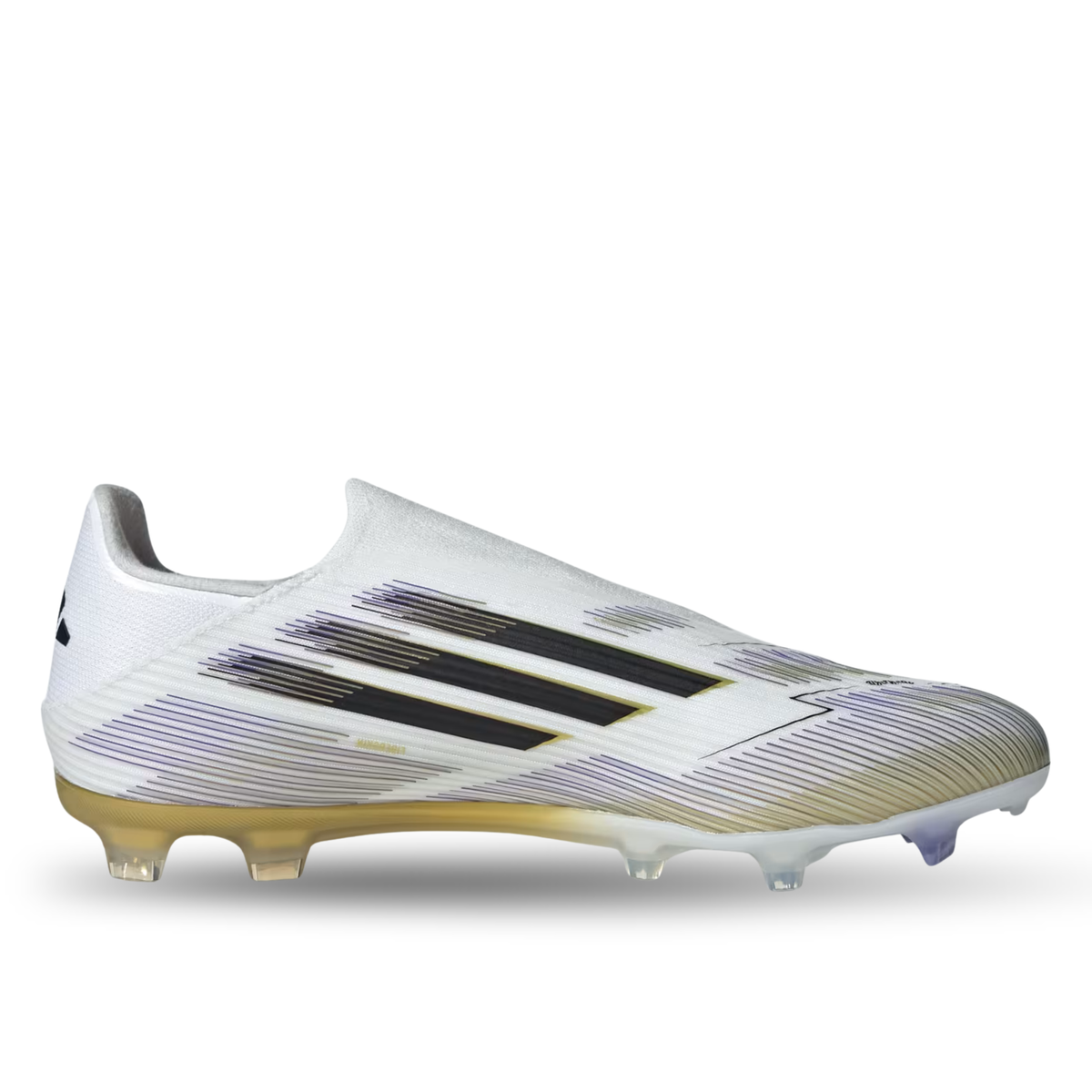 adidas F50 League Laceless FG Soccer Cleats (White/Black/Gold Metallic)