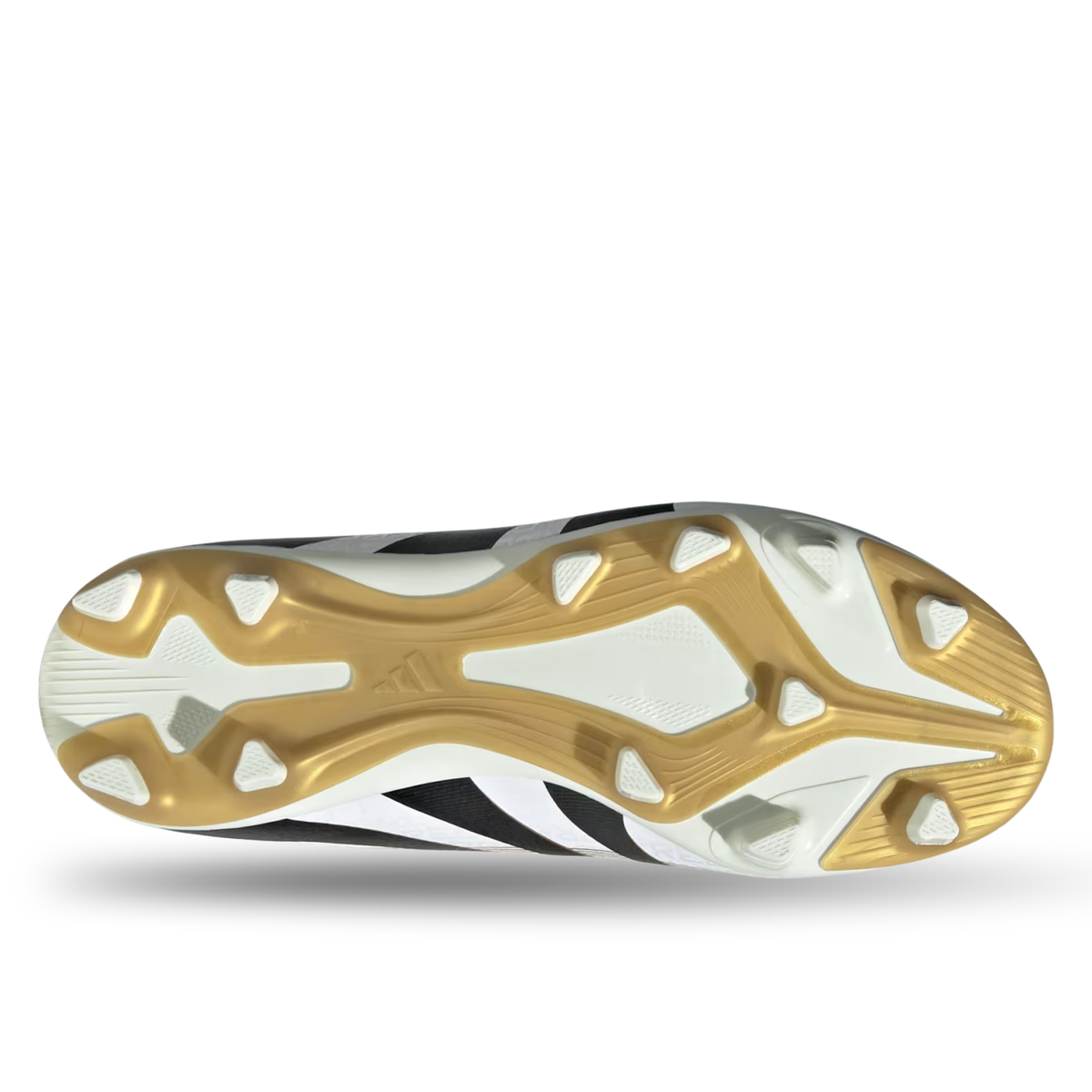 adidas Youth Jr. Predator Club Firm Ground Multi Ground Junior Soccer Cleats (White/Black/Gold Metallic)