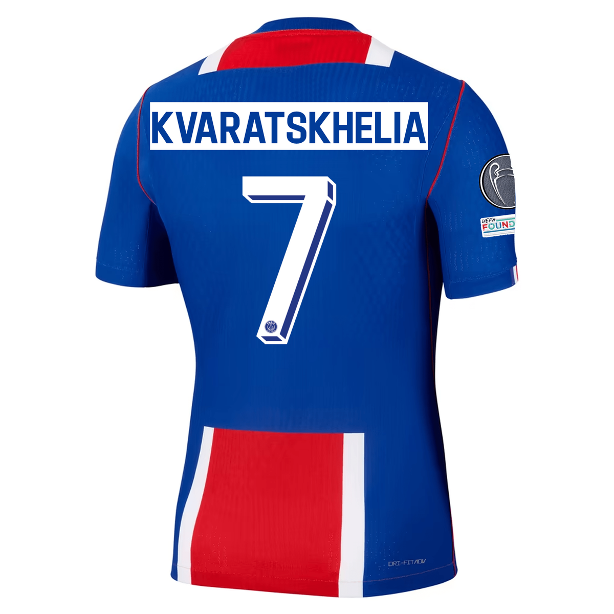 Nike Paris Saint-Germain Match Authentic Khvicha Kvaratskhelia Home Jersey w/ Champions League Patches 26/27 (Old Royal/White/Red)