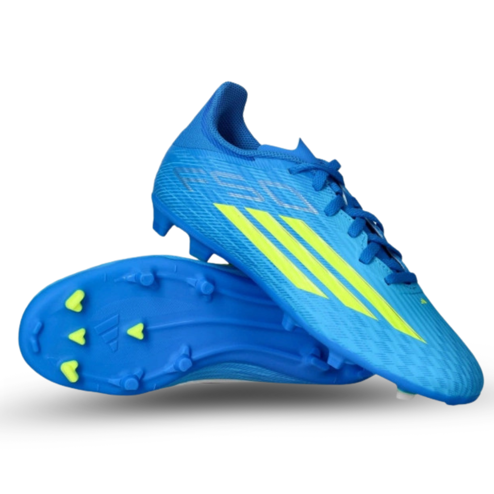 adidas Jr. F50 League FG/MG Soccer Cleats (Blue/Solar Yellow)