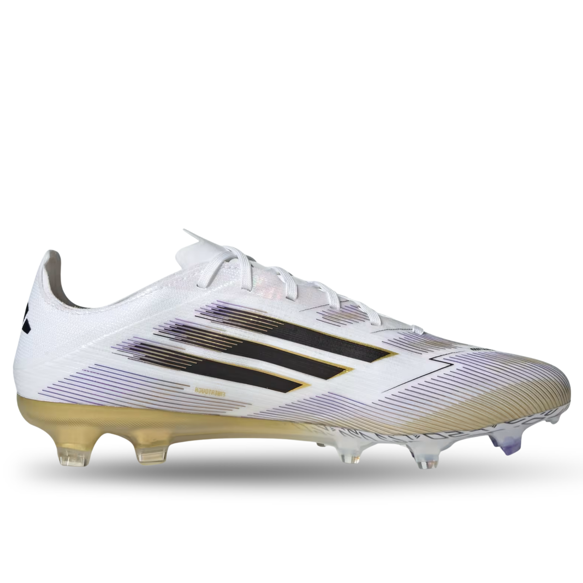 adidas F50 Pro Firm Ground Soccer Cleats (White/Black/Gold Metallic)