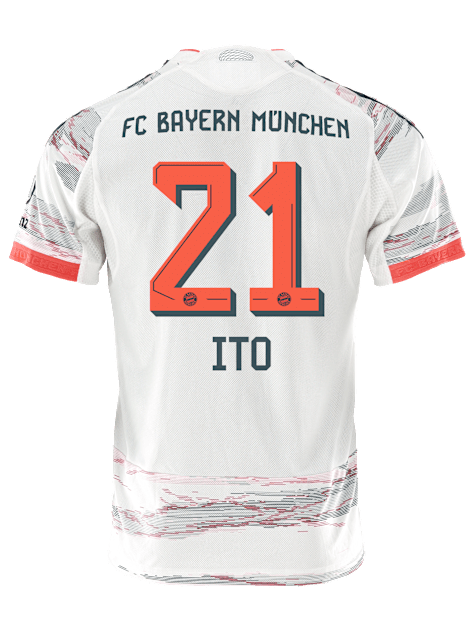 adidas Ito Authentic Away Jersey 25/26 w/ Sponsor + Meister Bundesliga Patch (White/Red)