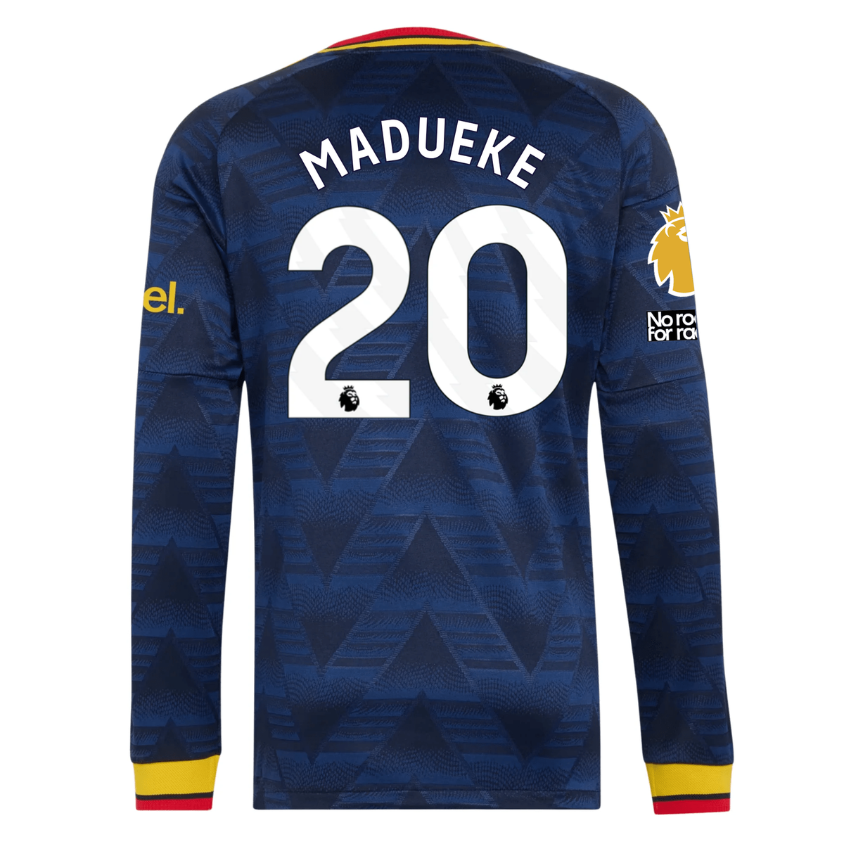 adidas Mens Arsenal Noni Madueke Long Sleeve Authentic Away Jersey w/ EPL + No Room For Racism Patches 26/27 (Navy)