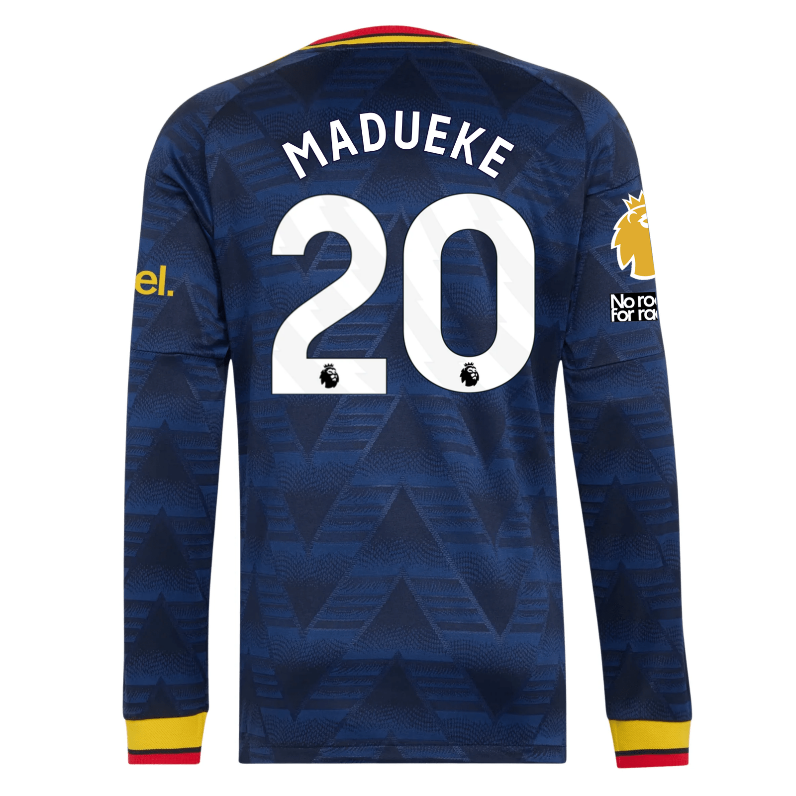 adidas Mens Arsenal Noni Madueke Long Sleeve Authentic Away Jersey w/ EPL + No Room For Racism Patches 26/27 (Navy)