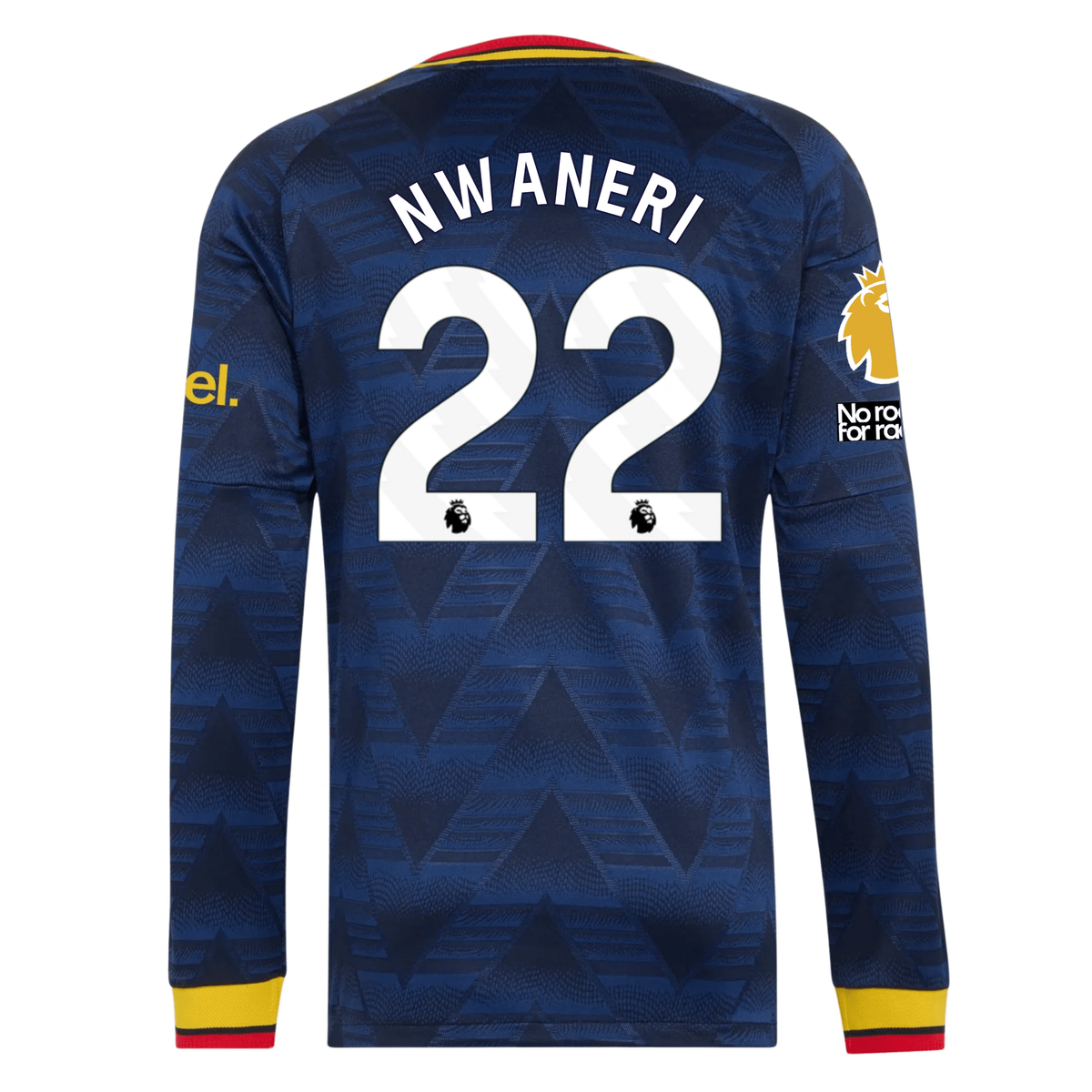 adidas Mens Arsenal Ethan Nwaneri Long Sleeve Authentic Away Jersey w/ EPL + No Room For Racism Patches 26/27 (Navy)