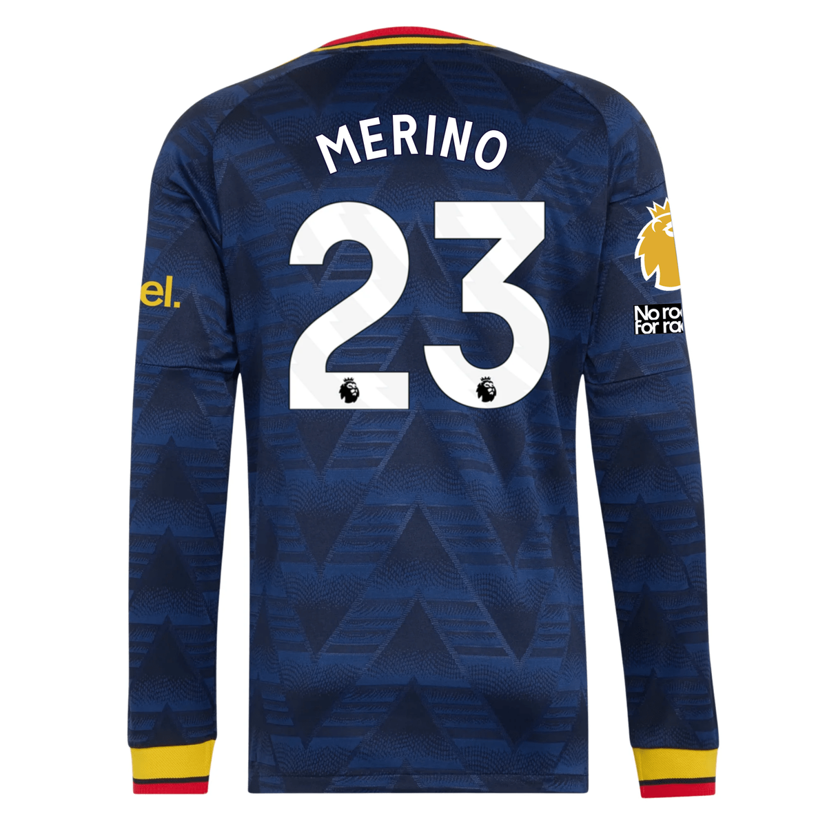 adidas Mens Arsenal Mikel Merino Long Sleeve Authentic Away Jersey w/ EPL + No Room For Racism Patches 26/27 (Navy)
