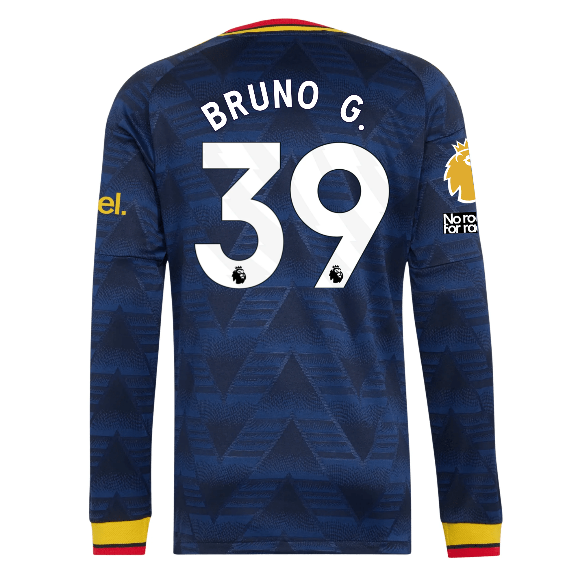 adidas Mens Arsenal Bruno Guimarães Long Sleeve Authentic Away Jersey w/ EPL + No Room For Racism Patches 26/27 (Navy)