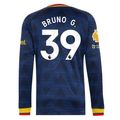 adidas Mens Arsenal Bruno Guimarães Long Sleeve Authentic Away Jersey w/ EPL + No Room For Racism Patches 26/27 (Navy)