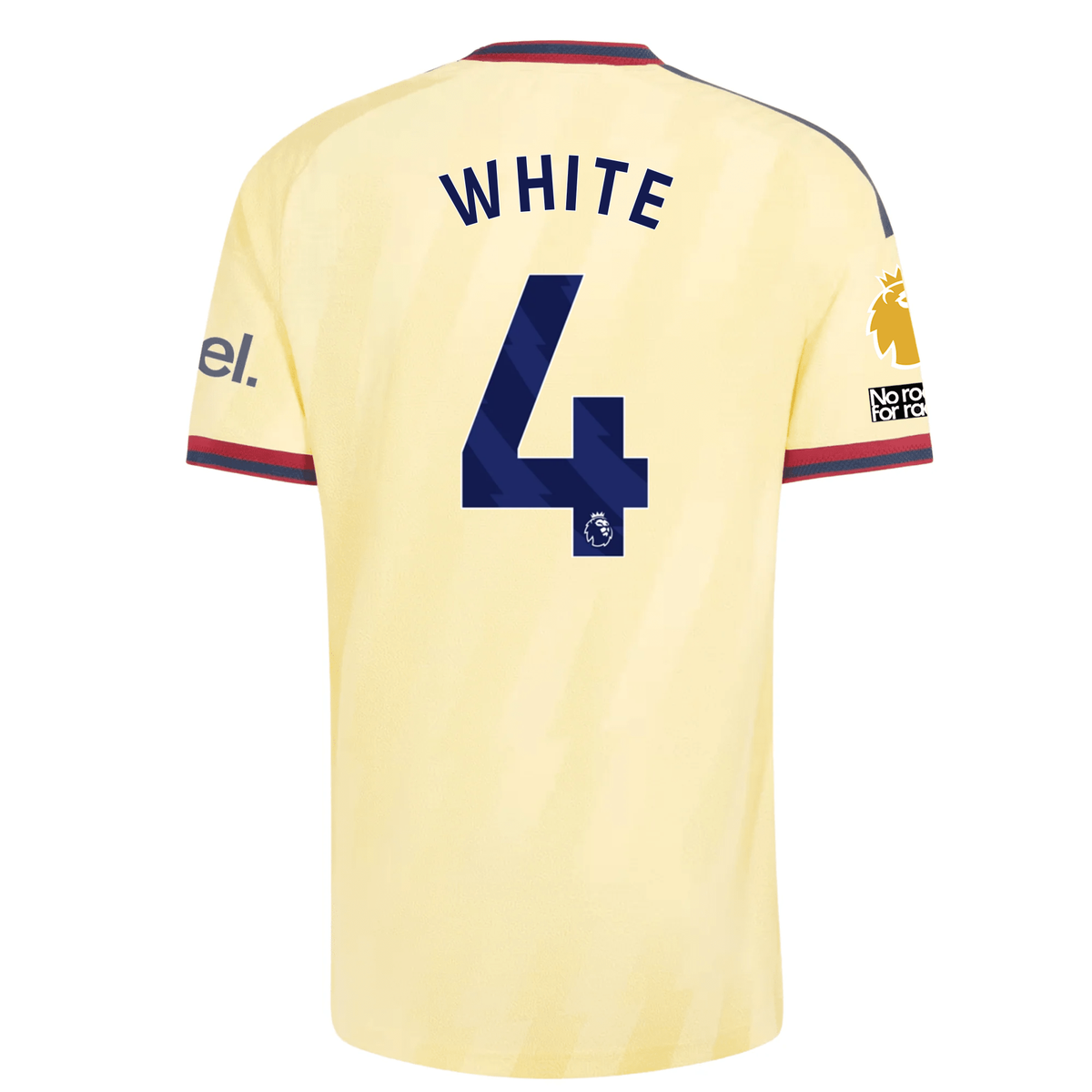 adidas Mens Arsenal Ben White Authentic Third Jersey w/ EPL + No Room For Racism 26/27 (Yellow)