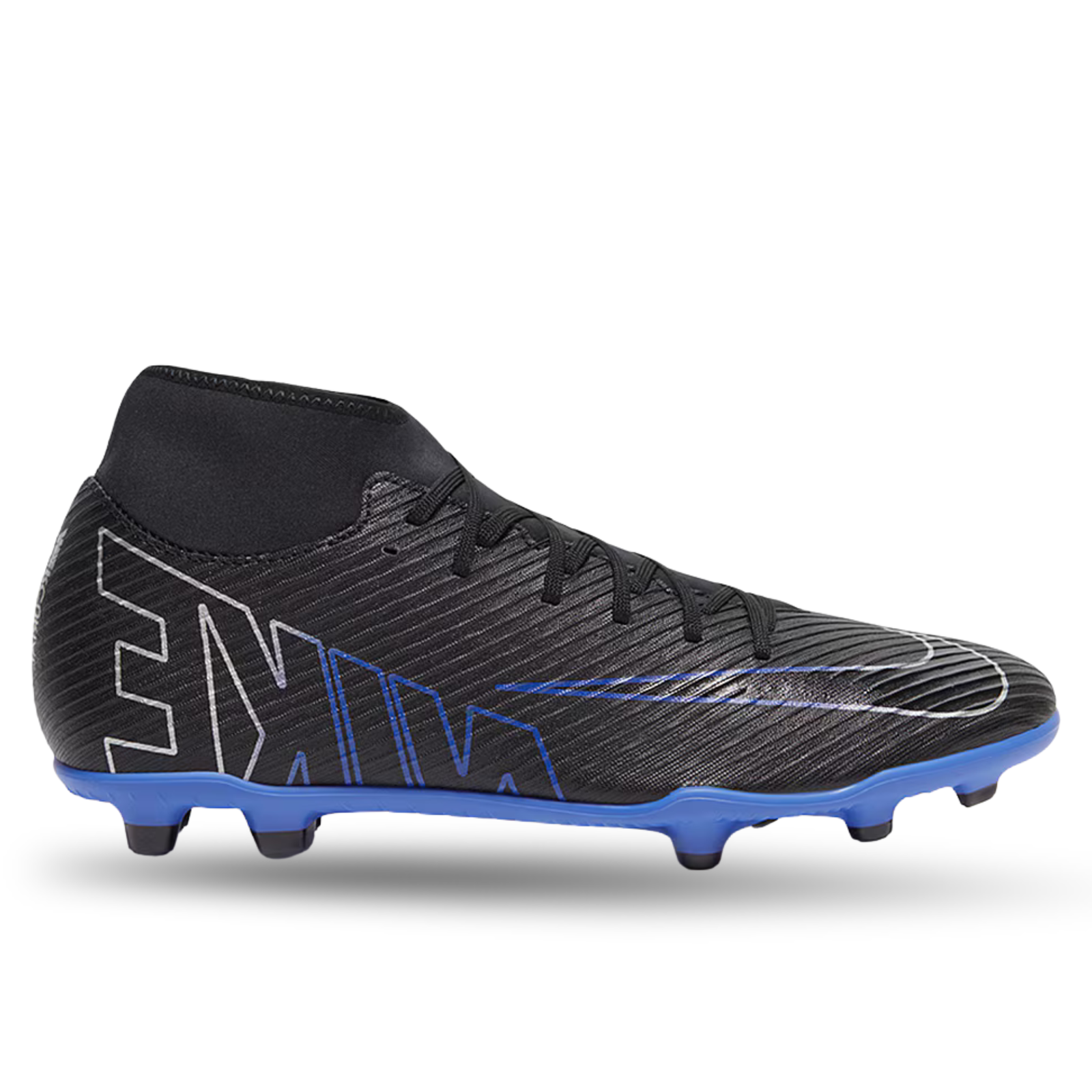 Nike Superfly 9 Club FG/MG Soccer Cleats (Black/Chrome-Hyper Royal)