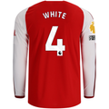 adidas Mens Arsenal Authentic Ben White Long Sleeve Home Jersey w/ EPL + No Room for Racism Patches 26/27 (Better Scarlet)