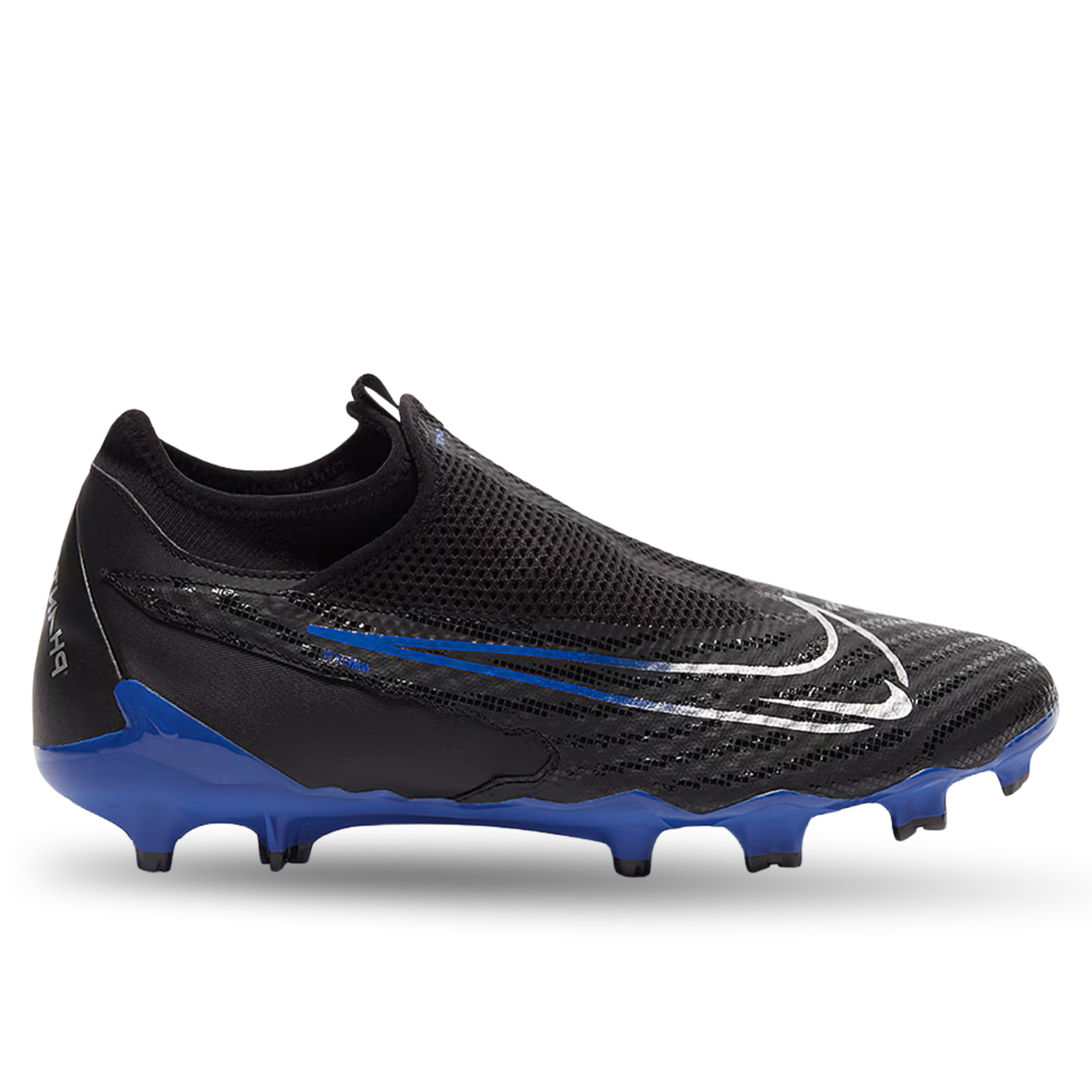 Nike Phantom GX Academy DF FG/MG Soccer Cleats (Black/Chrome-Hyper Royal)