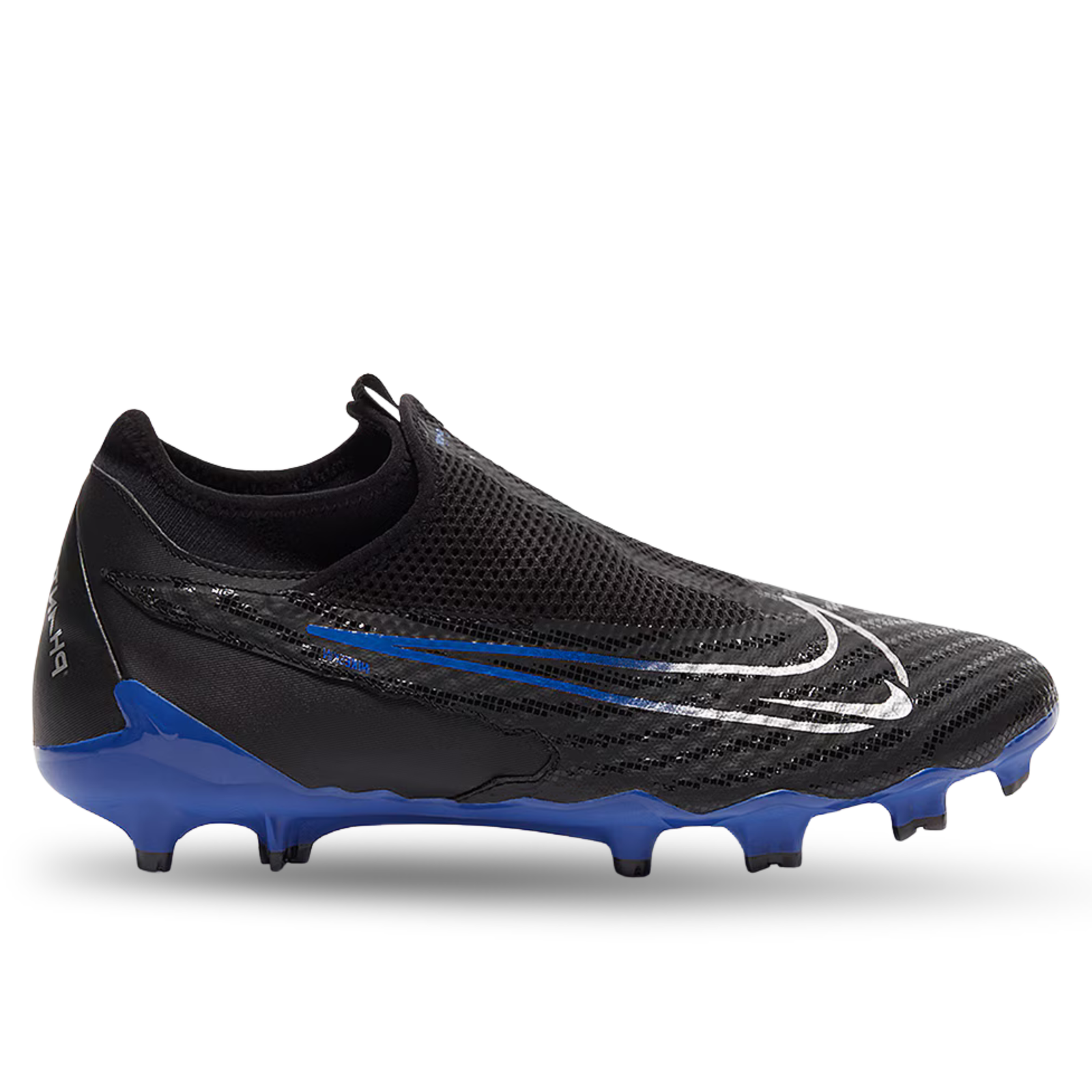 Nike Phantom GX Academy DF FG/MG Soccer Cleats (Black/Chrome-Hyper Royal)