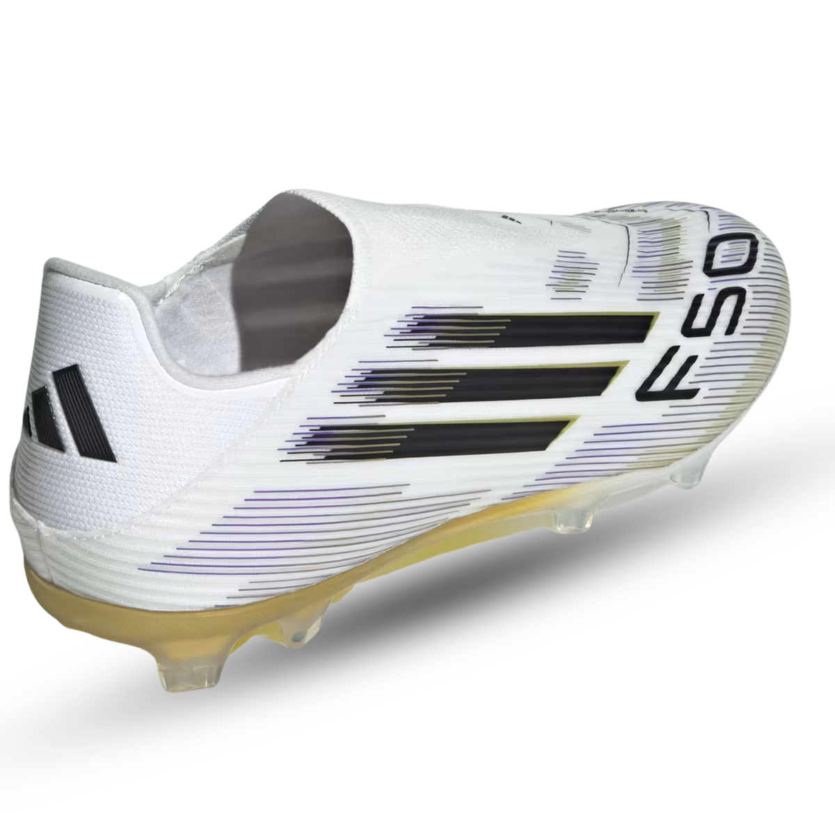 adidas F50 League Laceless FG Soccer Cleats (White/Black/Gold Metallic)