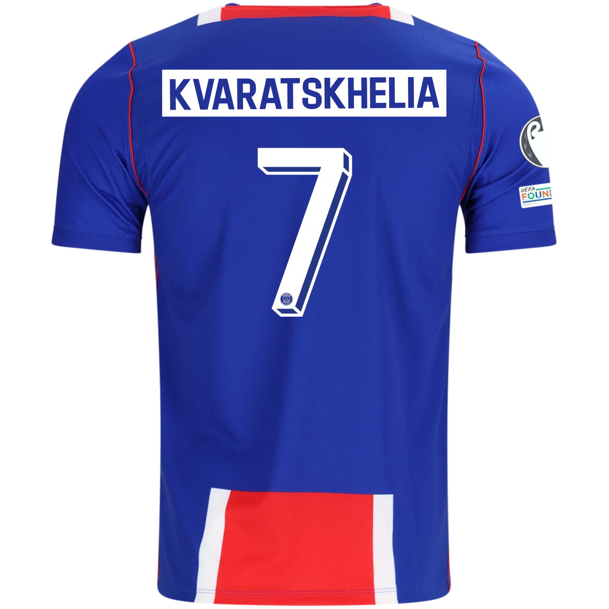 Nike Mens Paris Saint-Germain Khvicha Kvaratskhelia Home Jersey w/ Champions League Patches 26/27 (Blue/White/Red)