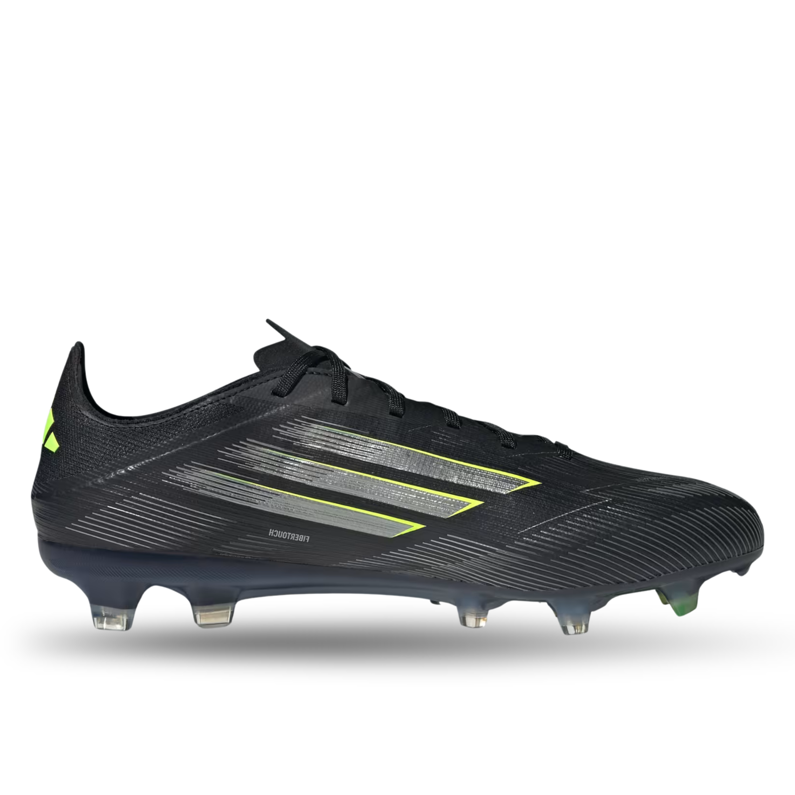 adidas F50 Pro Firm Ground Cleats (Black/Iron Metallic/Lucid Lemon)