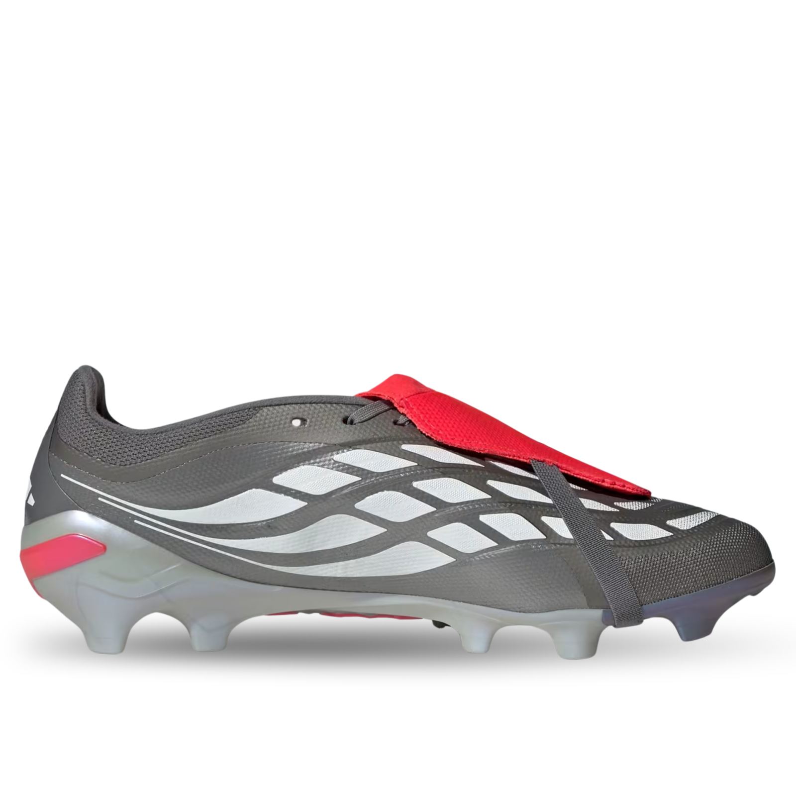 adidas Predator League FT Firm Ground Soccer Cleats (Iron Metallic/Zero Metallic/Lucid Red)