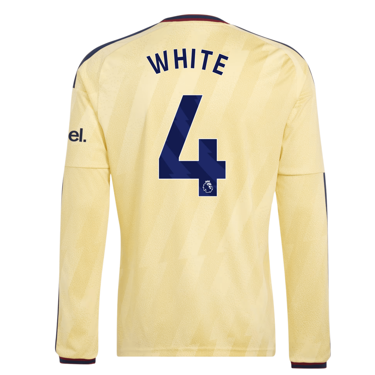 adidas Mens Arsenal Ben White Long Sleeve Third Jersey w/ EPL + No Room For Racism Patches 26/27 (Yellow)