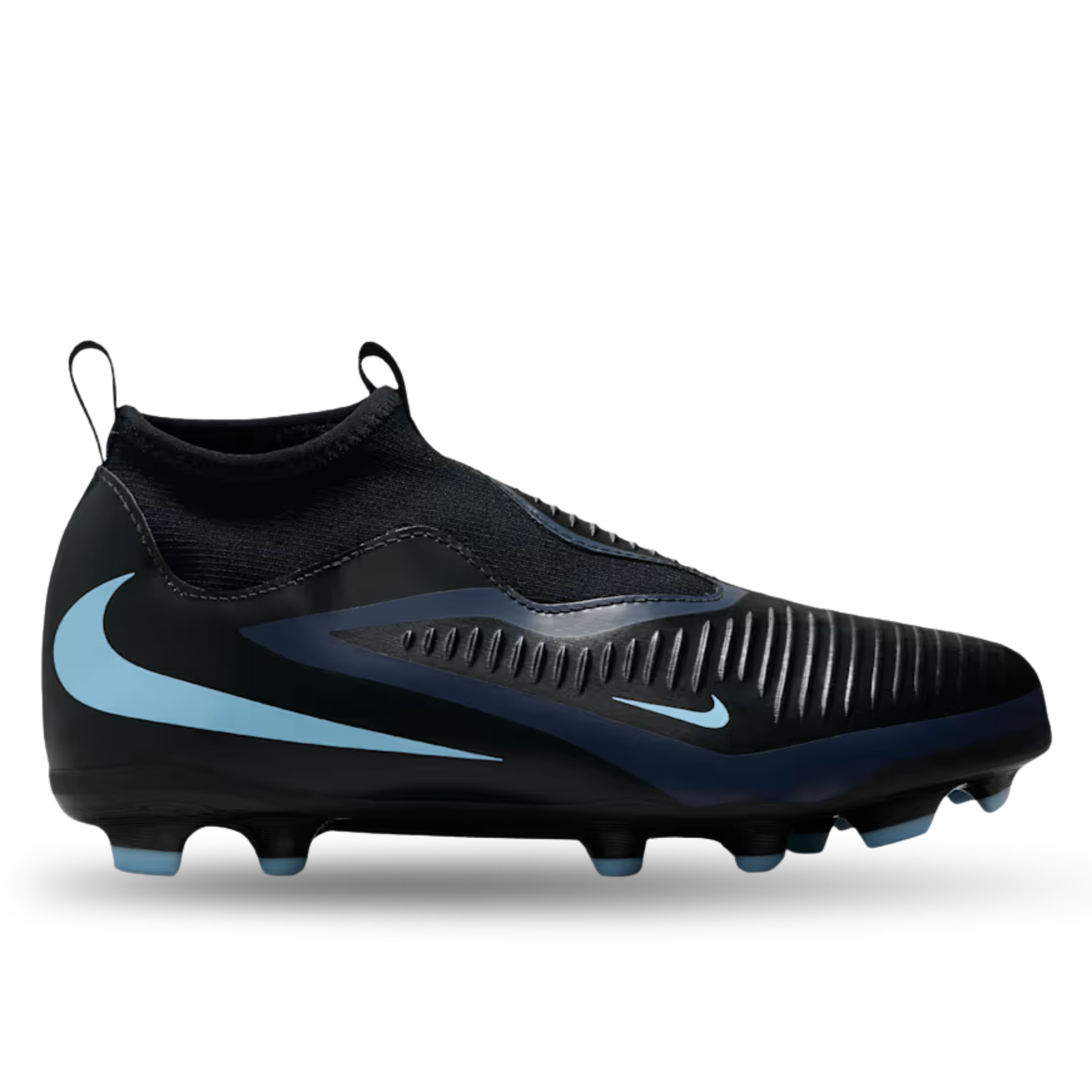 Nike Jr Phantom 6 High Academy FG/MG Soccer Cleats (Black/Ice Blue)