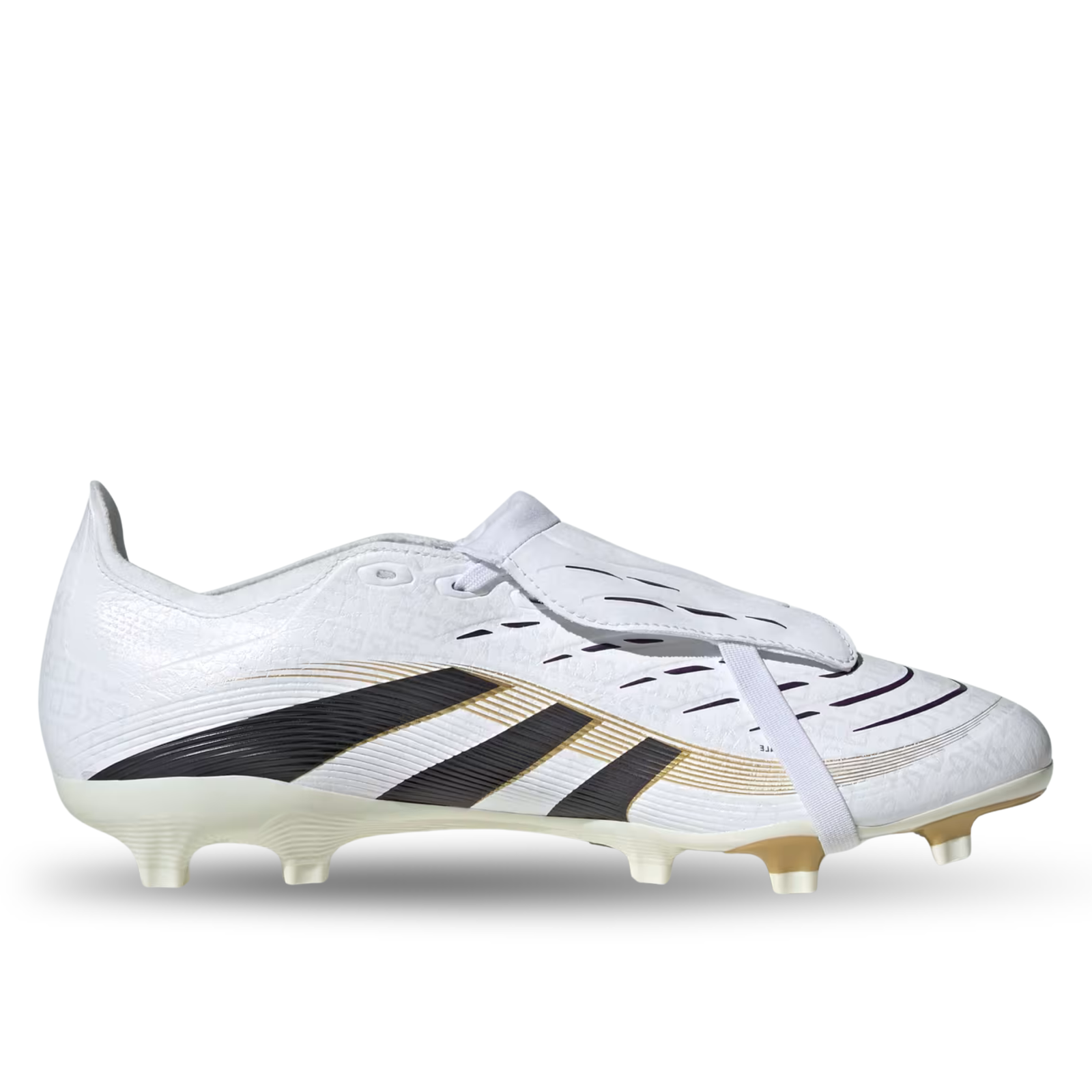 adidas Predator League FT Fold Tongue FG/MG Soccer Cleats (White/Black/Gold Metallic)