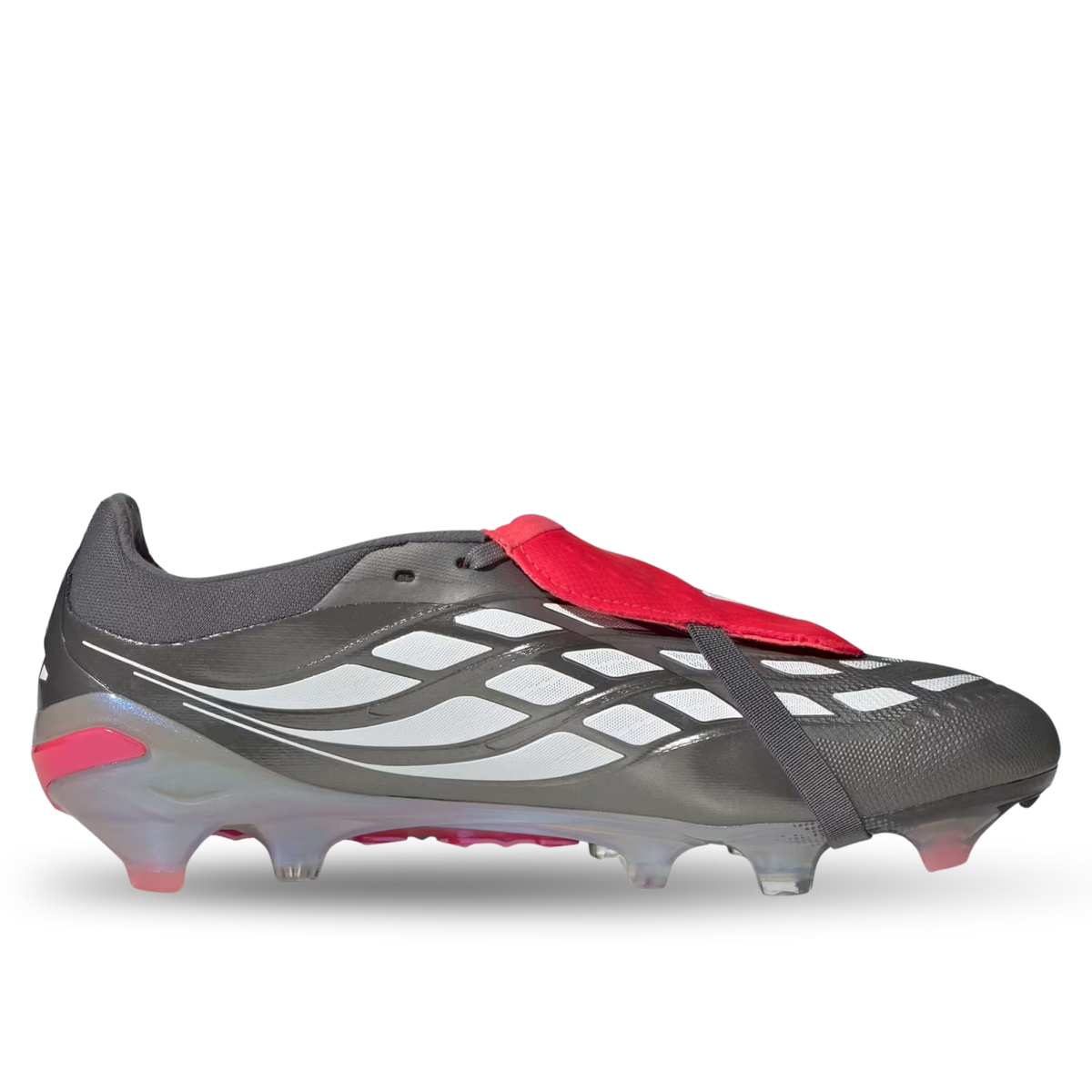 adidas Predator Pro FT Fold Tongue FG Soccer Cleats (Iron Metallic/Zero Metallic/Lucid Red)