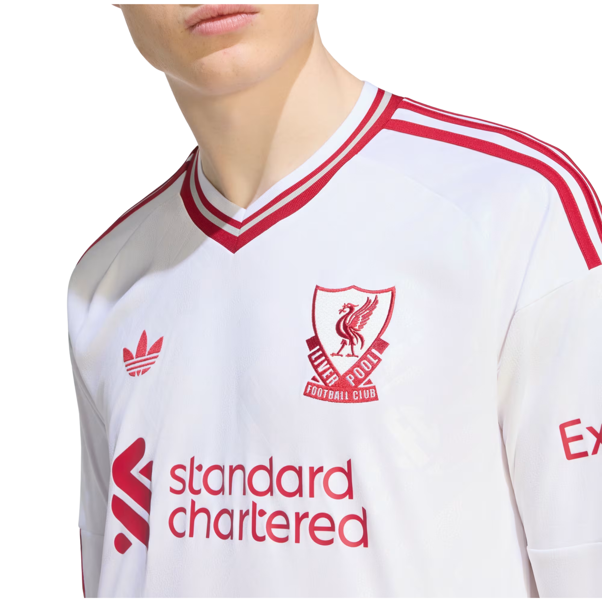 adidas Mens Liverpool Long Sleeve Away Jersey 26/27 (White/Red)