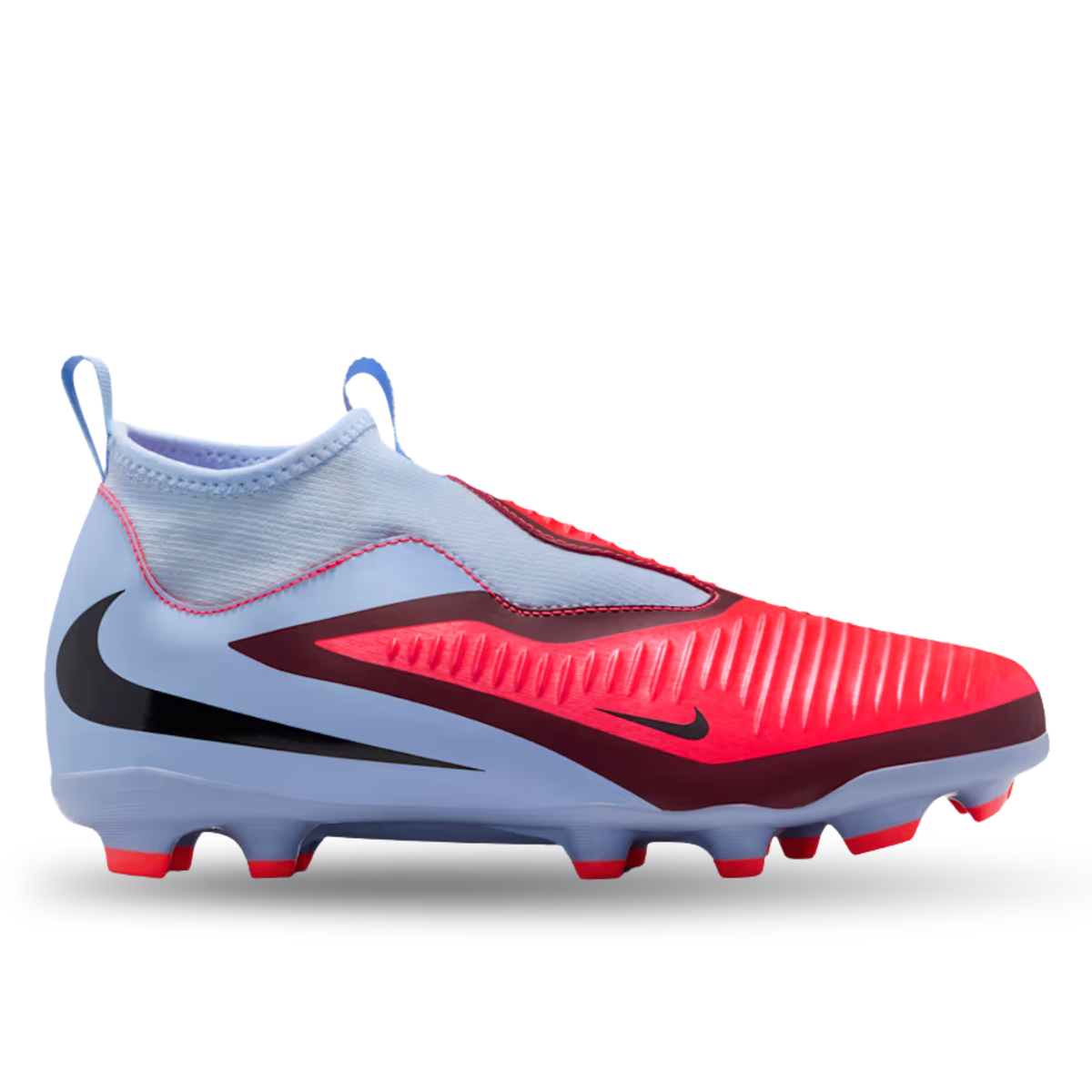 Nike Youth Jr Phantom 6 High Academy Firm Ground/Multi Ground Soccer Cleats (Royal Tint/Bright Crimson)