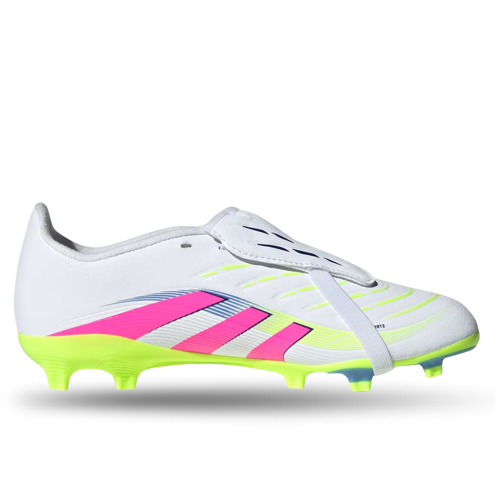 adidas Jr. Youth Predator League Fold Tongue FT FG Soccer Cleats (White/Lucid Lemon/Lucid Pink)
