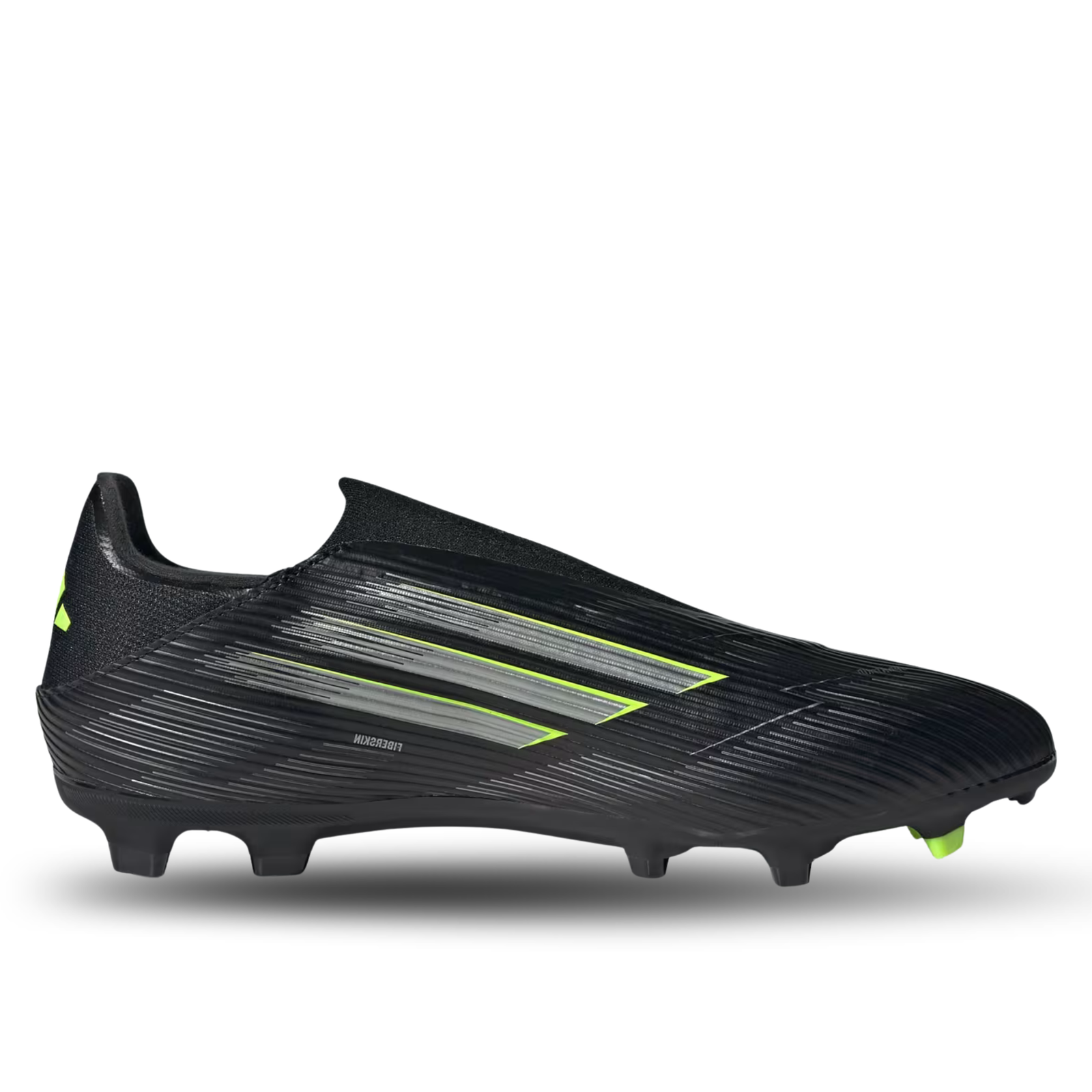 adidas F50 League Laceless Firm Ground/Multi Ground Soccer Cleats (Black/Iron Metallic/Lucid Lemon)
